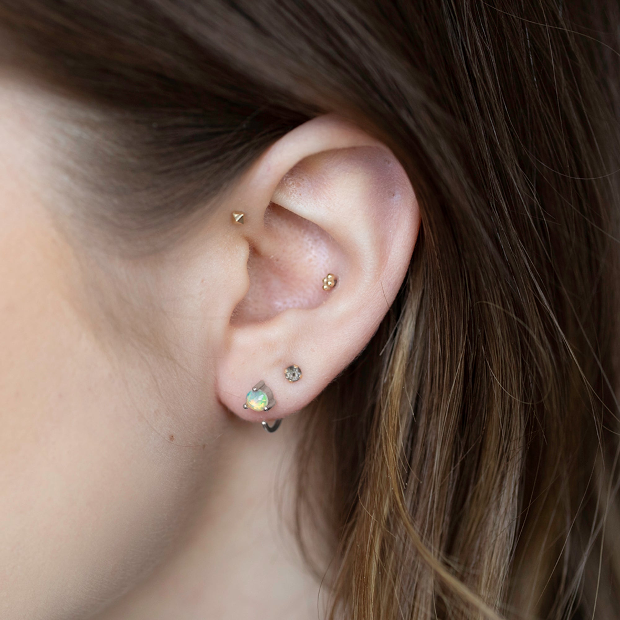 Alexis Russell Earrings The Opal Huggie Stud Earrings | Yellow, Rose or White Gold