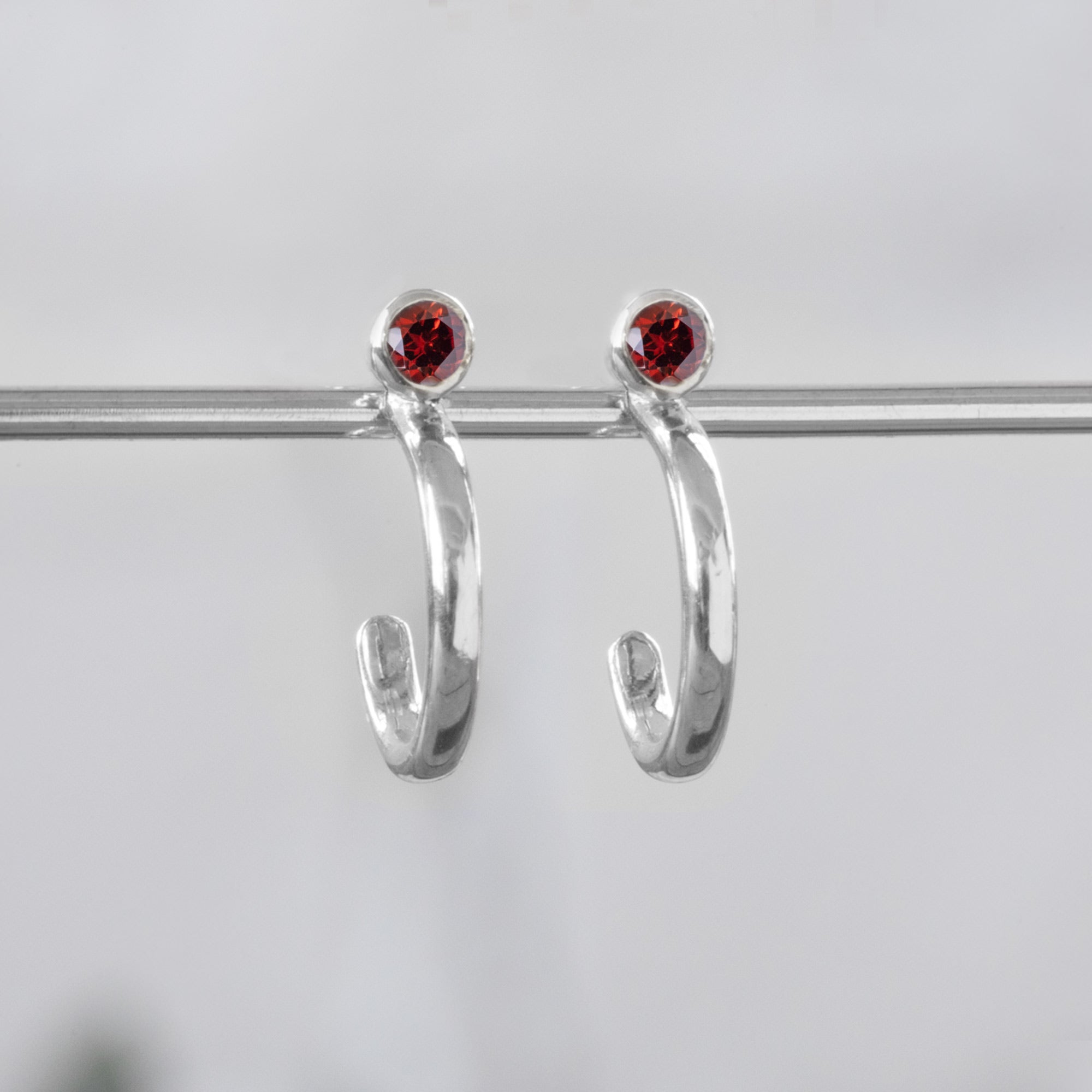 Alexis Russell Earrings Garnet Birthstone Hoop Earrings | Yellow, Rose or White Gold