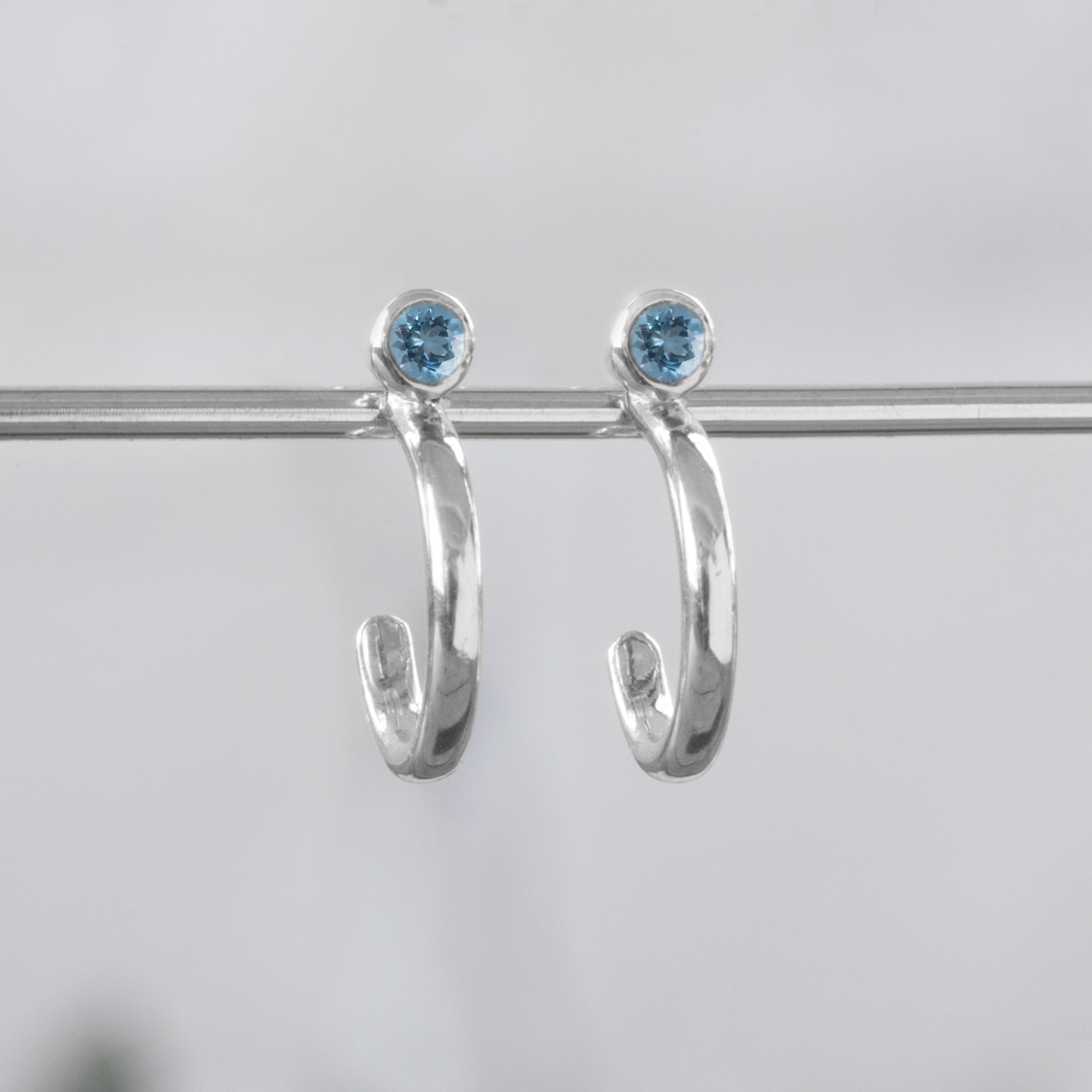 Alexis Russell Earrings Custom Aquamarine Birthstone Hoop Earrings | White Gold