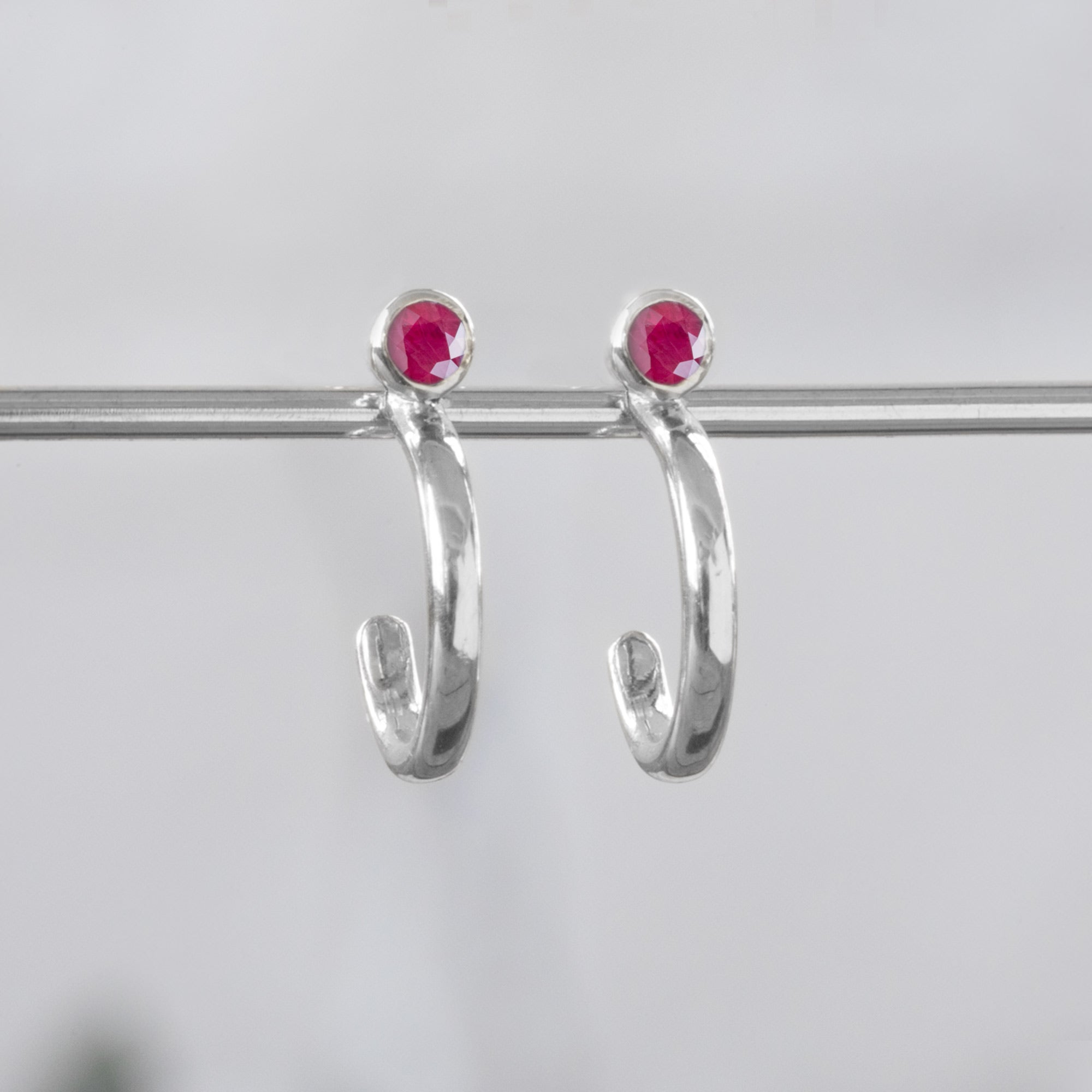 Alexis Russell Earrings Custom Ruby Birthstone Hoop Earrings | White Gold
