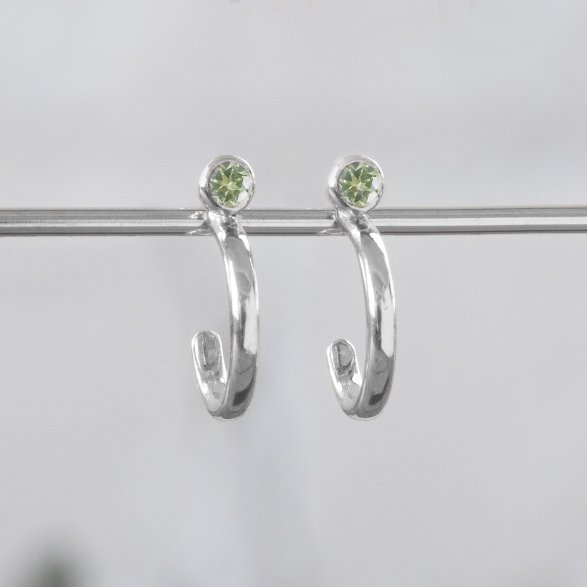 Alexis Russell Earrings Custom Peridot Birthstone Hoop Earrings | White Gold