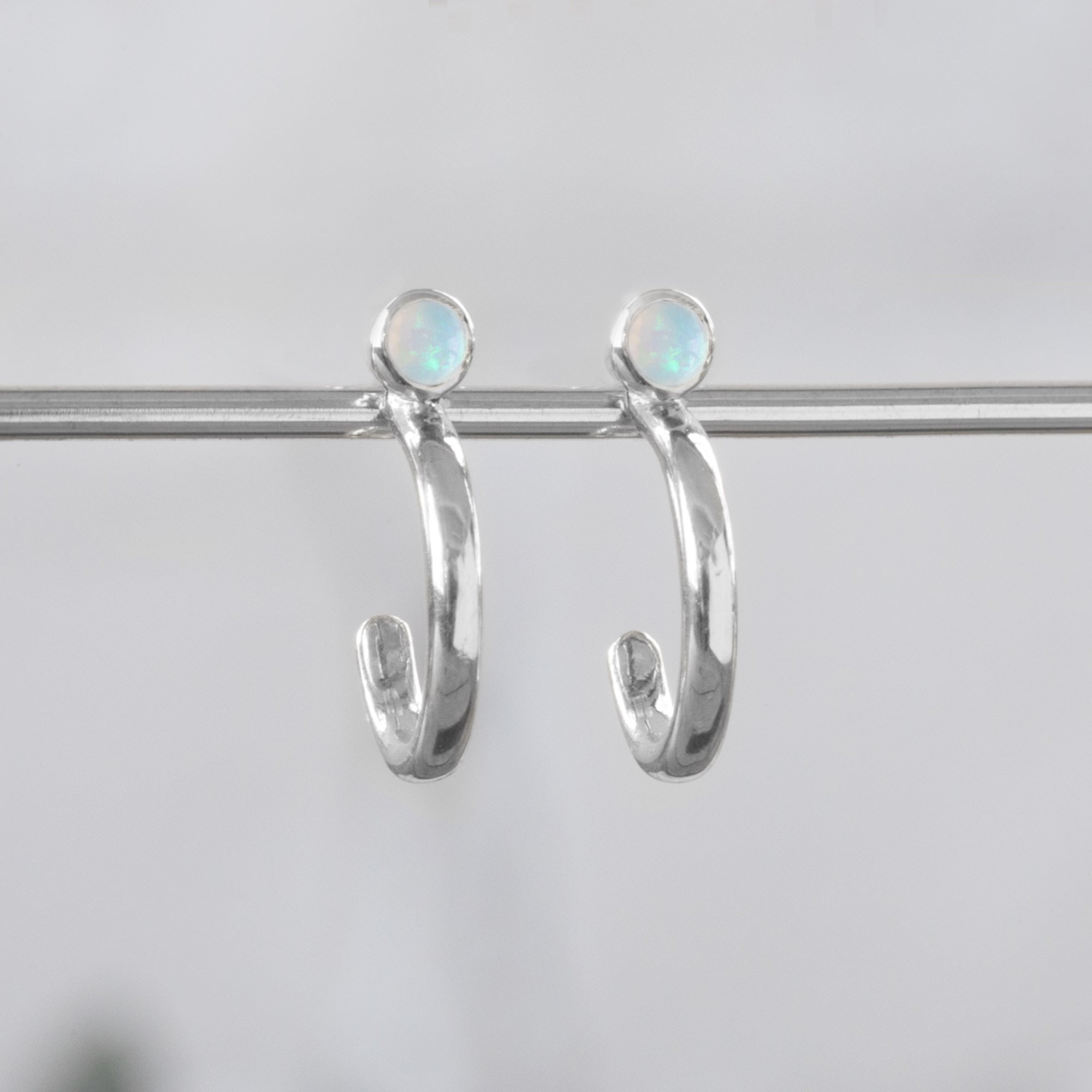 Alexis Russell Earrings Custom Opal Birthstone Hoop Earrings | White Gold