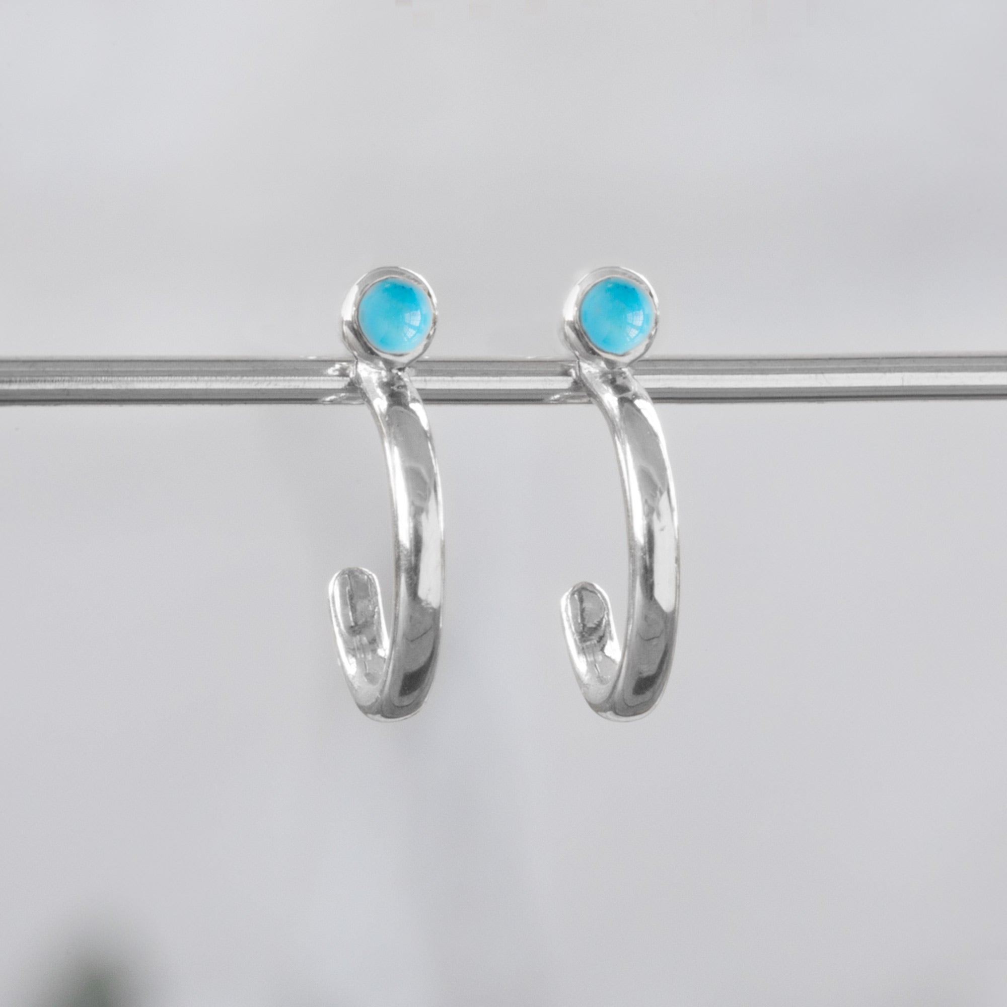 Alexis Russell Earrings Custom Turquoise Birthstone Hoop Earrings | White Gold