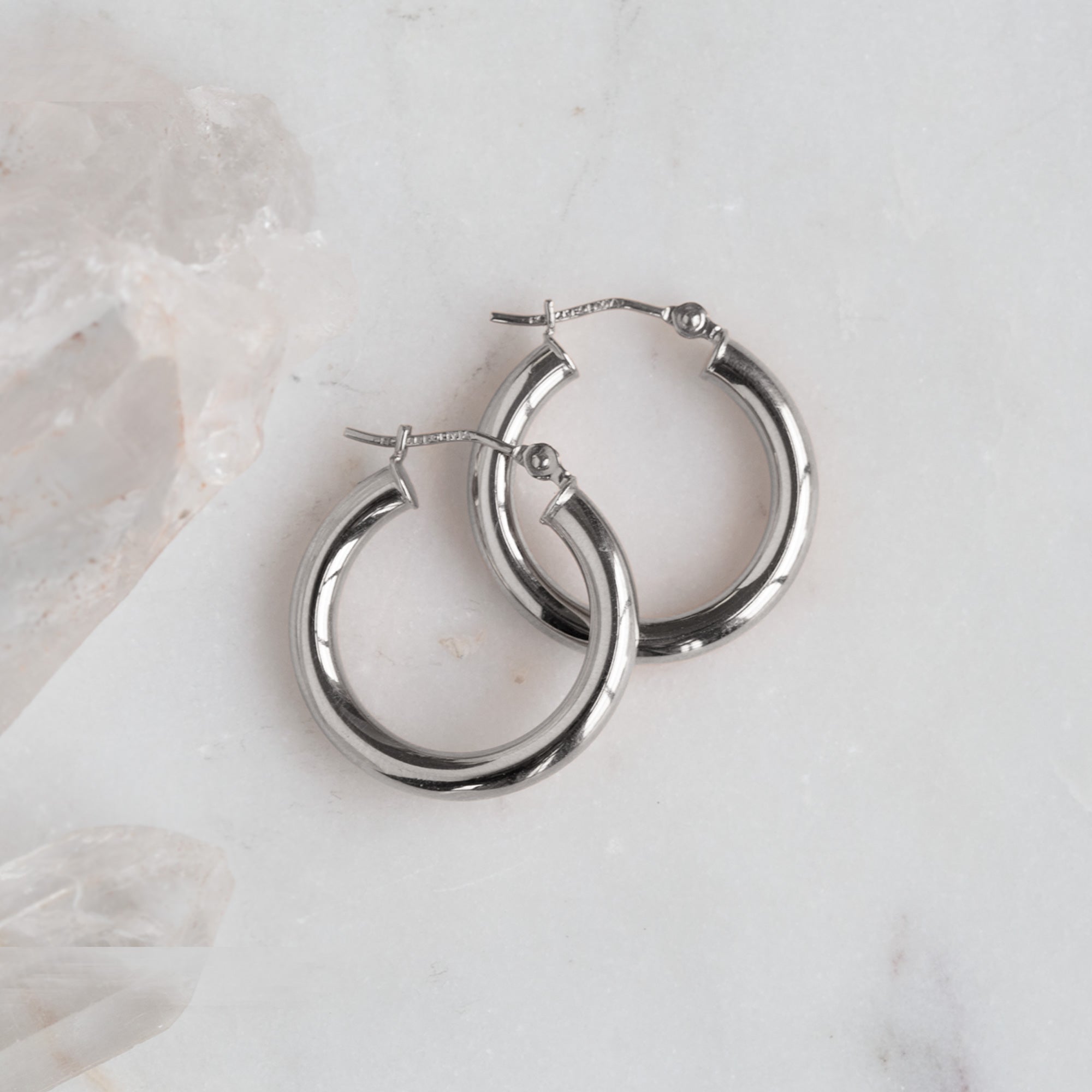 Alexis Russell Earrings The Chunky Gold Hoop Earrings | White Gold