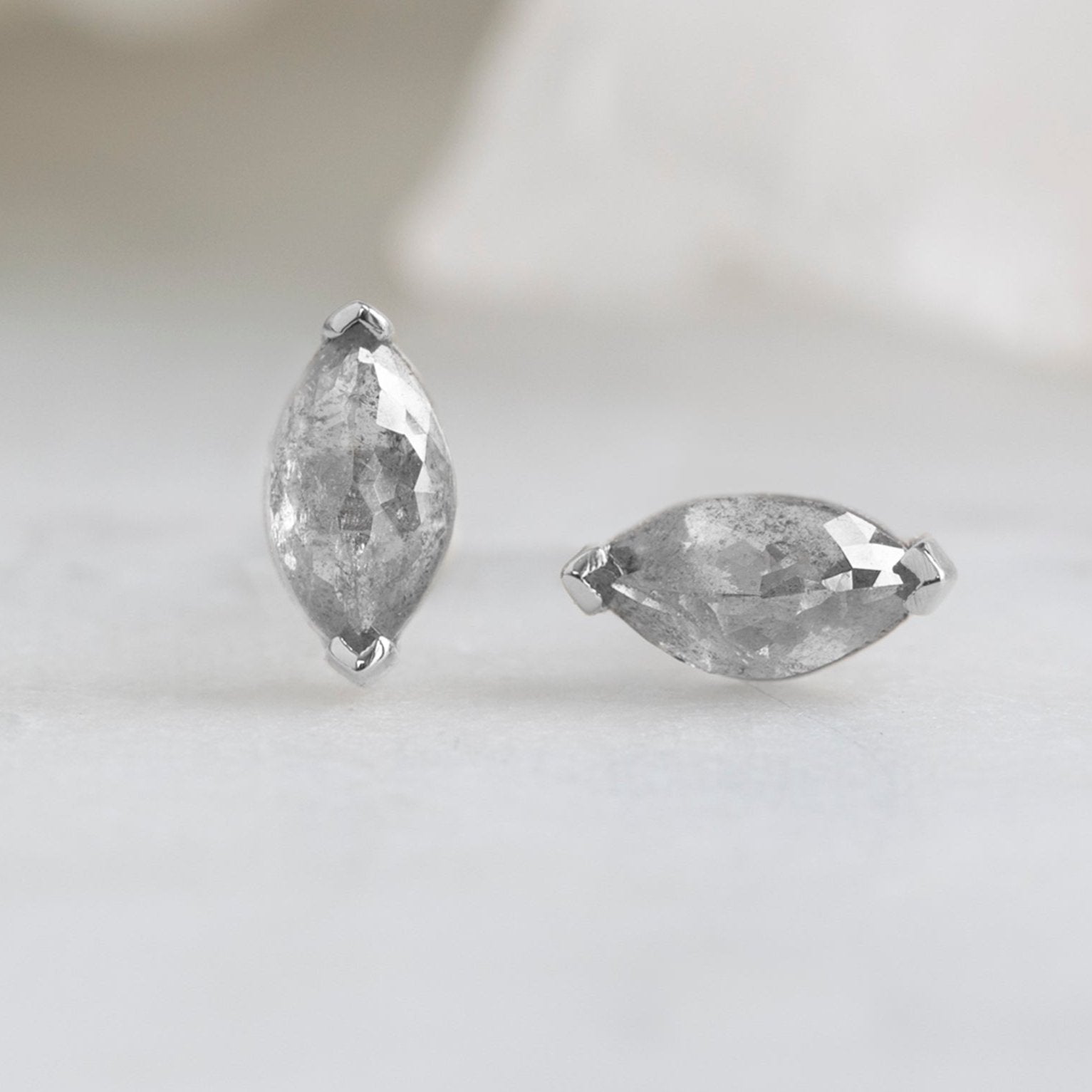 Alexis Russell Earrings The Salt and Pepper Diamond Eye Stud Earrings | White Gold