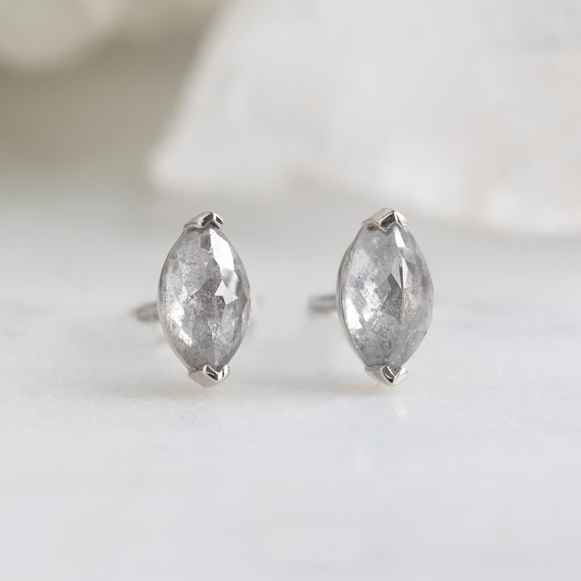 Alexis Russell Earrings The Salt and Pepper Diamond Eye Stud Earrings | White Gold