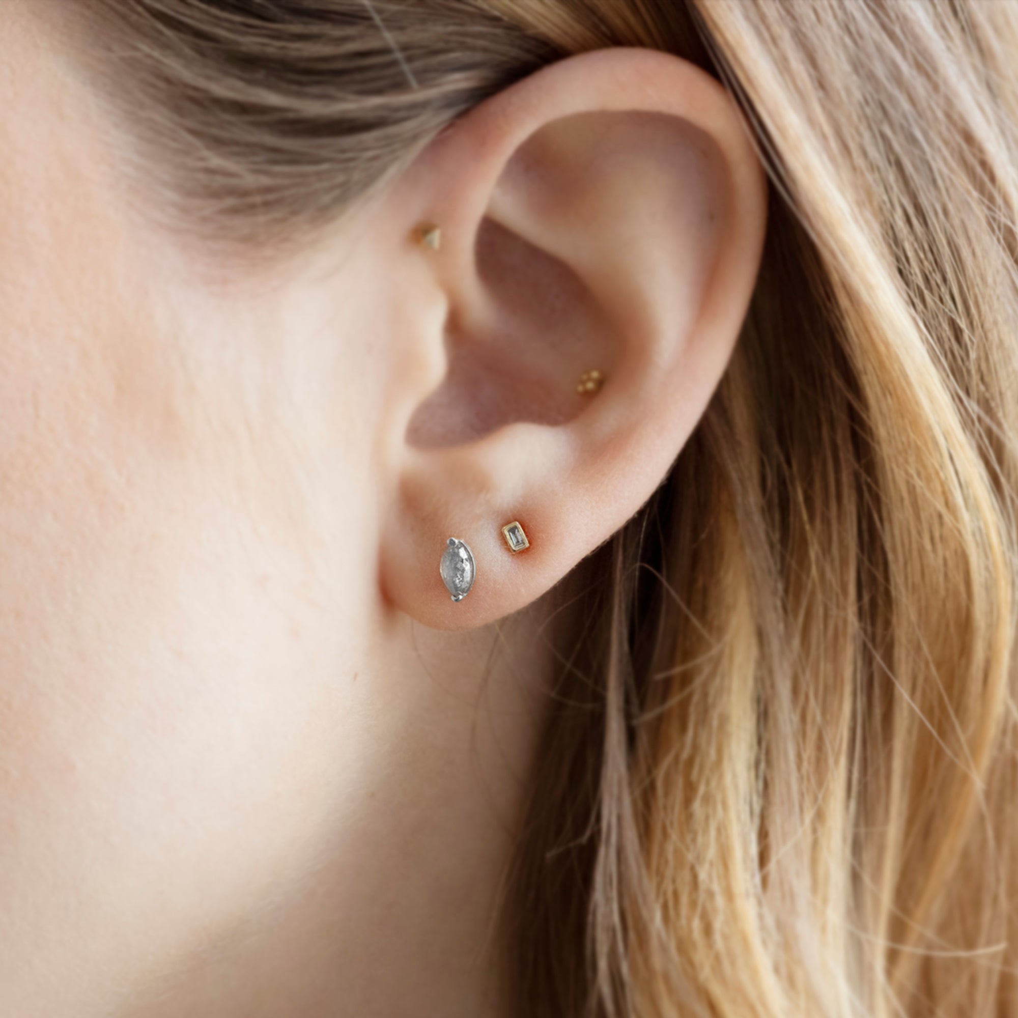 Alexis Russell Earrings The Salt and Pepper Diamond Eye Stud Earrings | White Gold