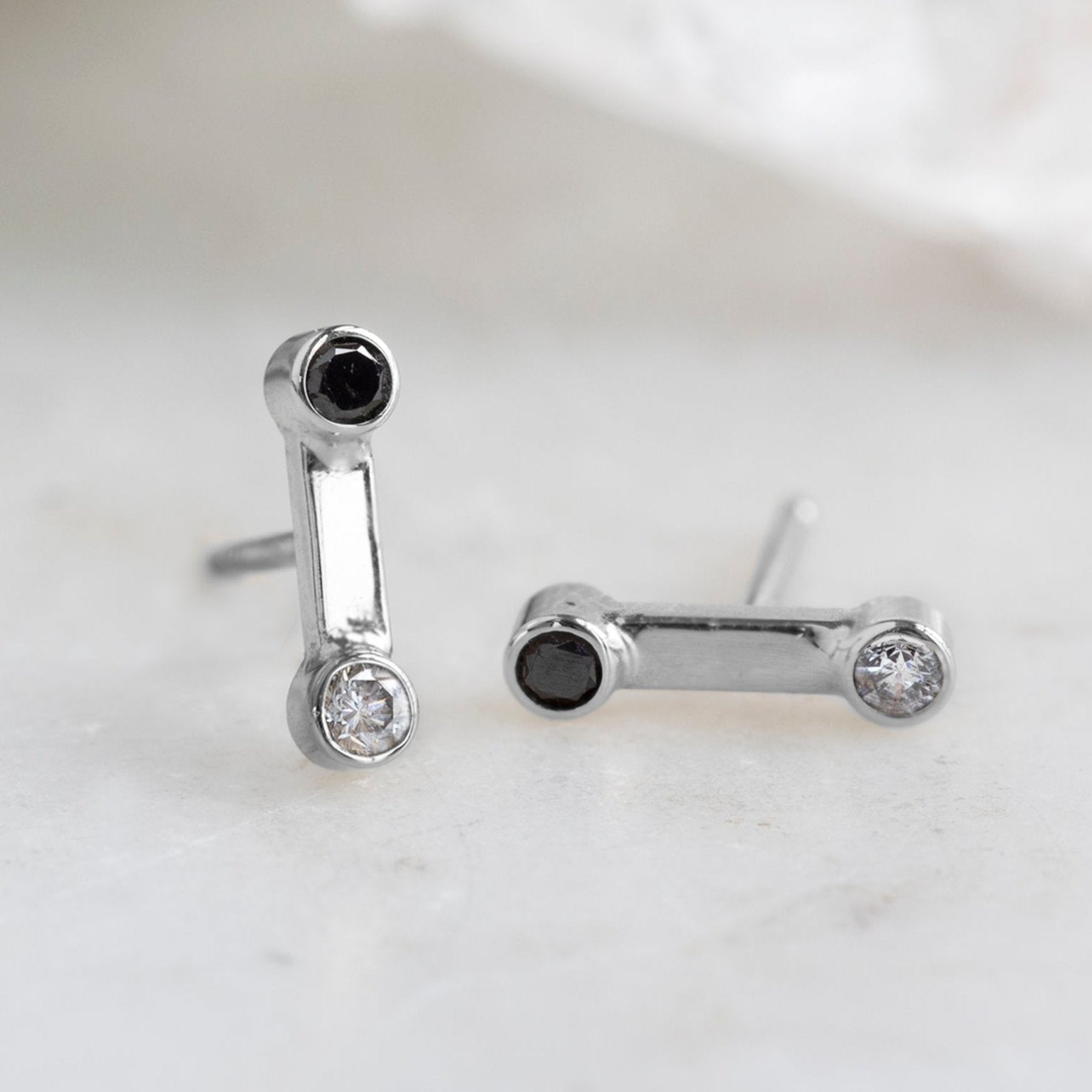 Alexis Russell Earrings The Duality Diamond Stud Earrings | White Gold