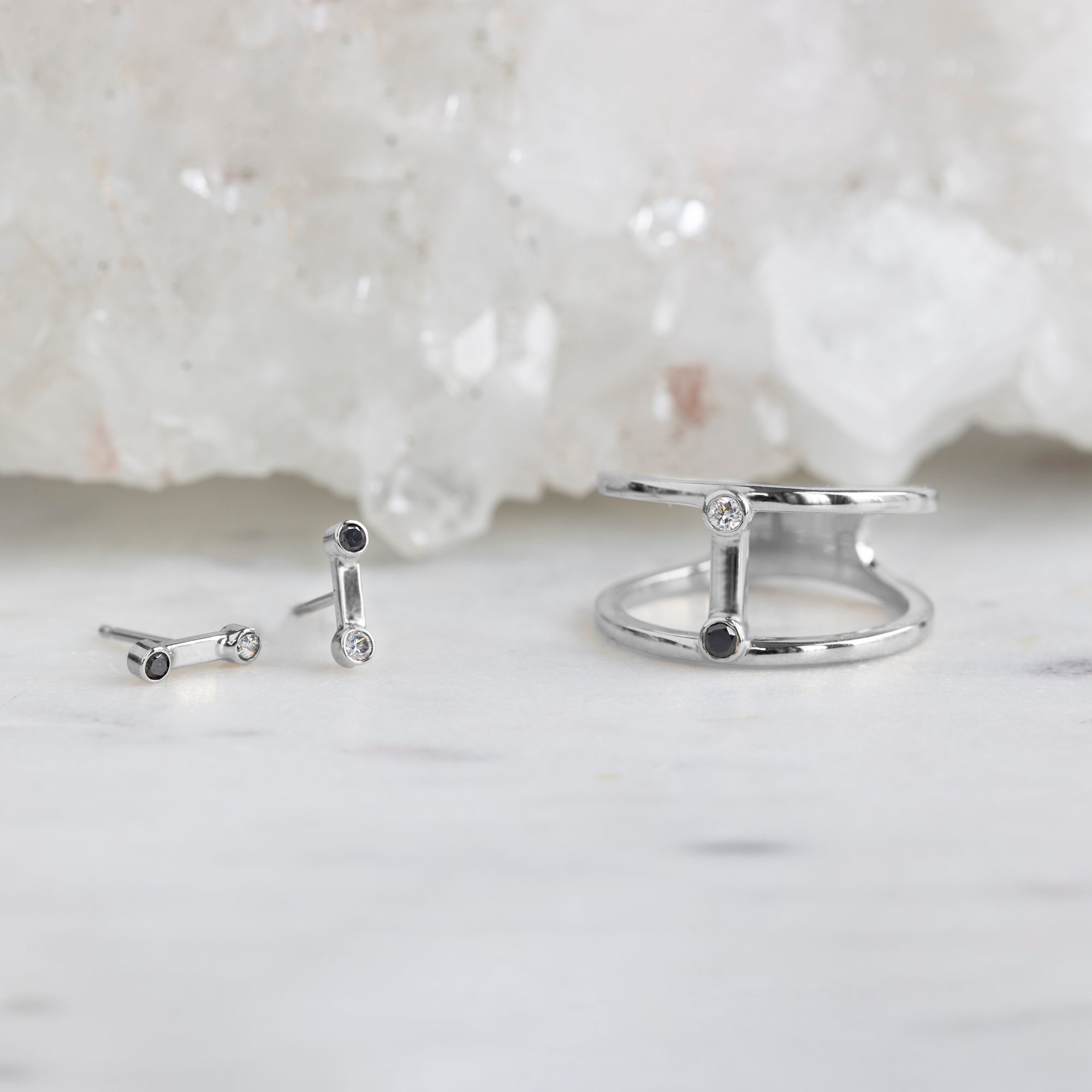 Alexis Russell Earrings The Duality Diamond Stud Earrings | White Gold