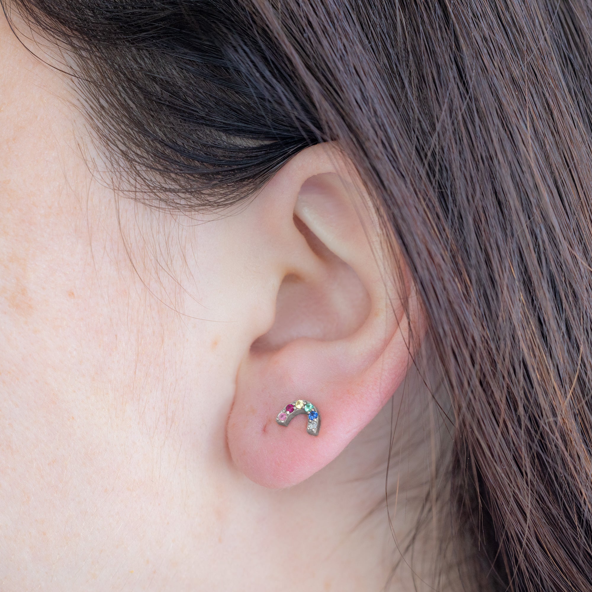 Alexis Russell Earrings The Rainbow Sapphire Stud Earrings | Yellow, Rose or White Gold
