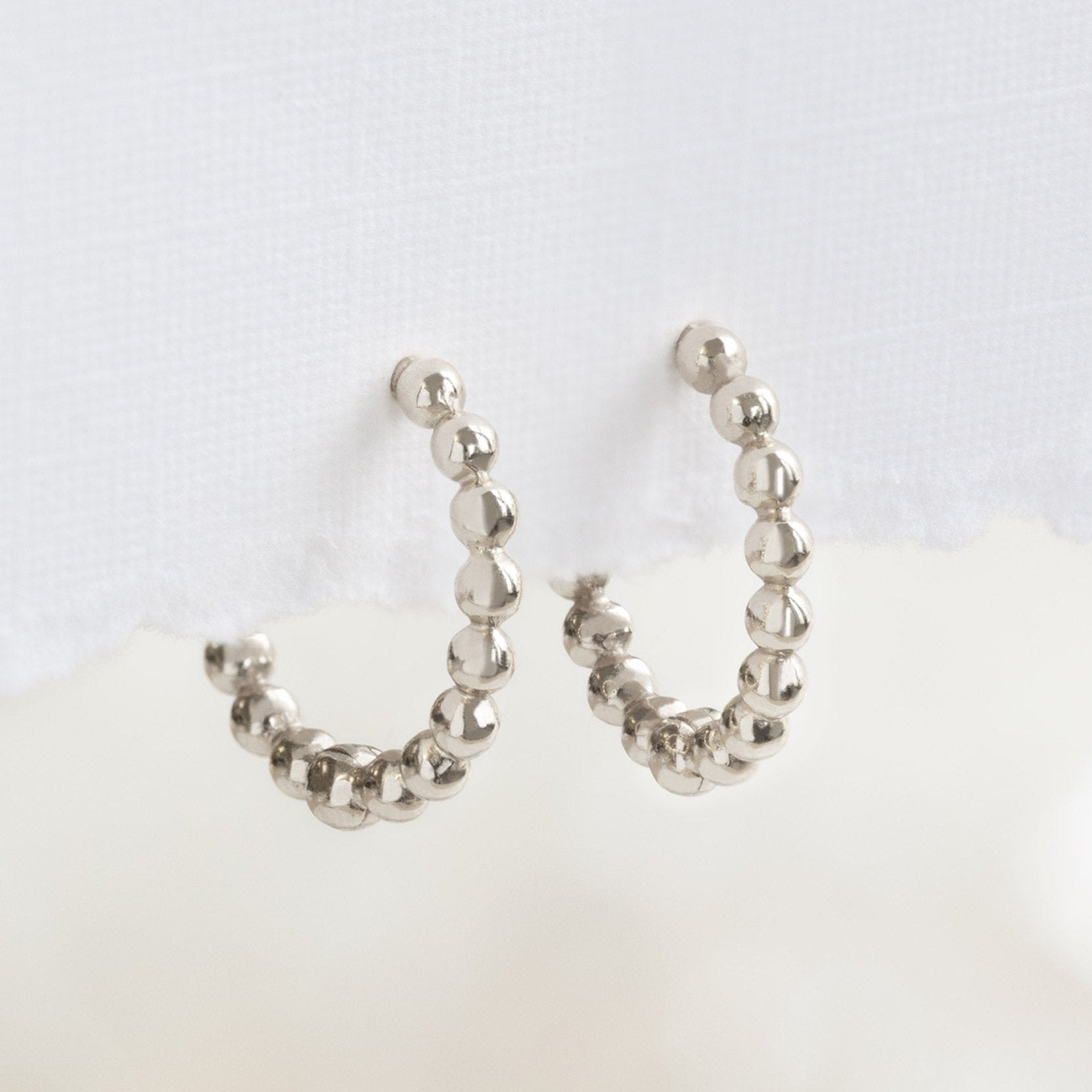 Alexis Russell Earrings The Beaded Huggie Hoops | Yellow, Rose or White Gold