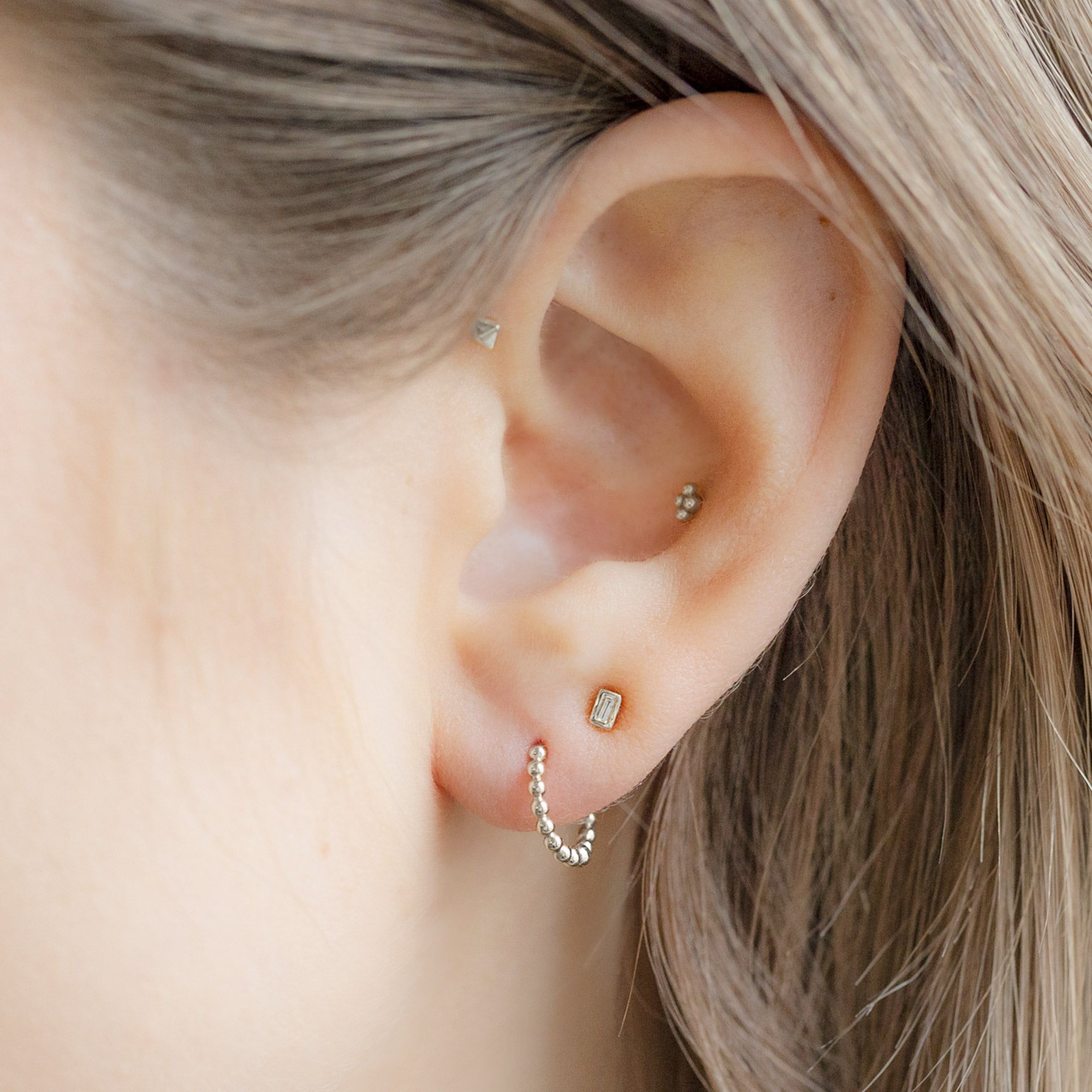 Alexis Russell Earrings The Beaded Huggie Hoops | Yellow, Rose or White Gold