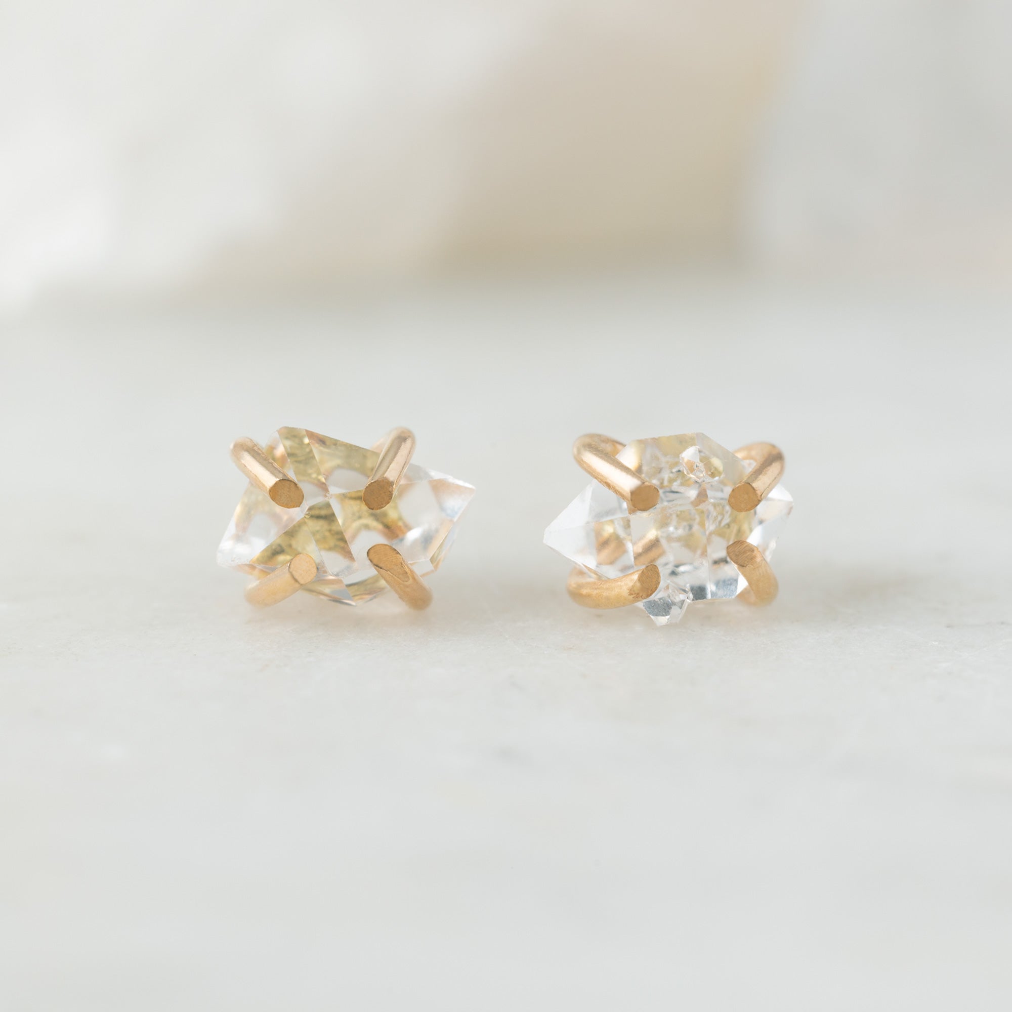 Alexis Russell Earrings The Herkimer Diamond Stud Earrings | Yellow Gold Filled