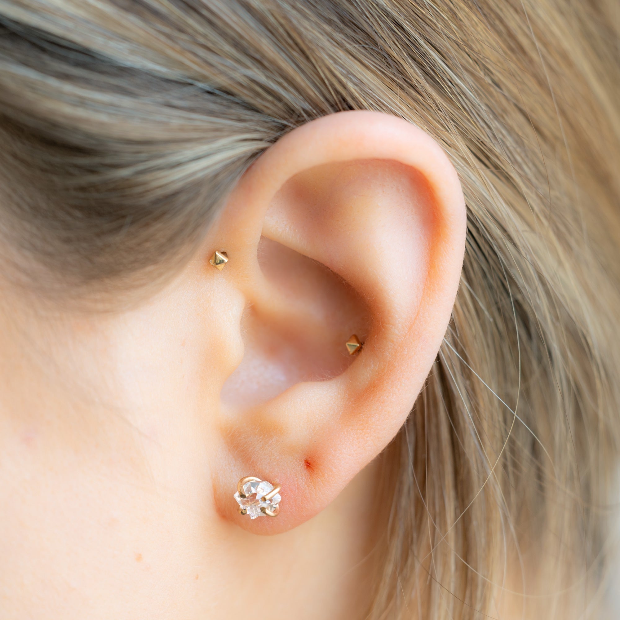 Alexis Russell Earrings The Herkimer Diamond Stud Earrings | Yellow Gold Filled