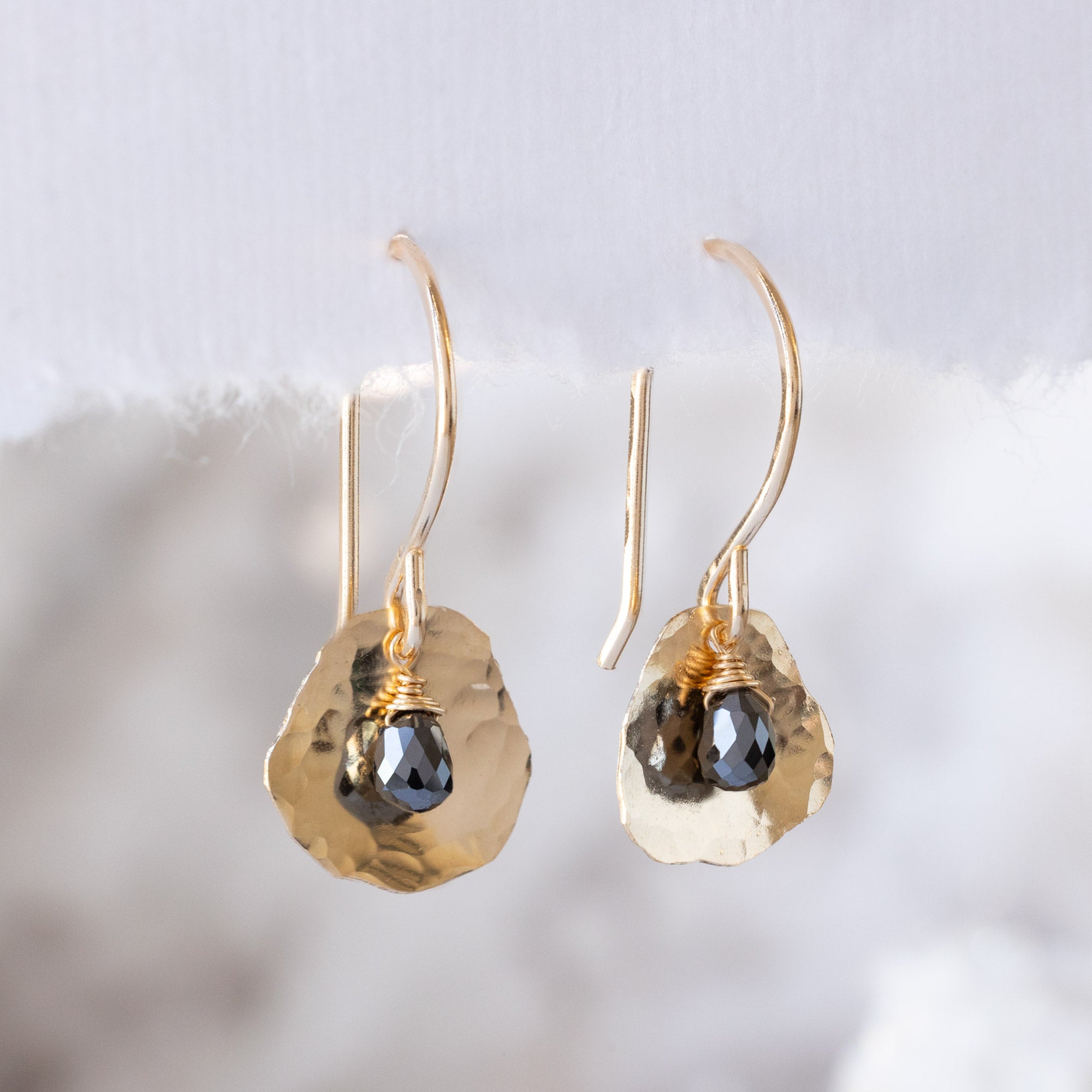 Alexis Russell Earrings The Black Diamond Petal Earrings | Yellow Gold Filled