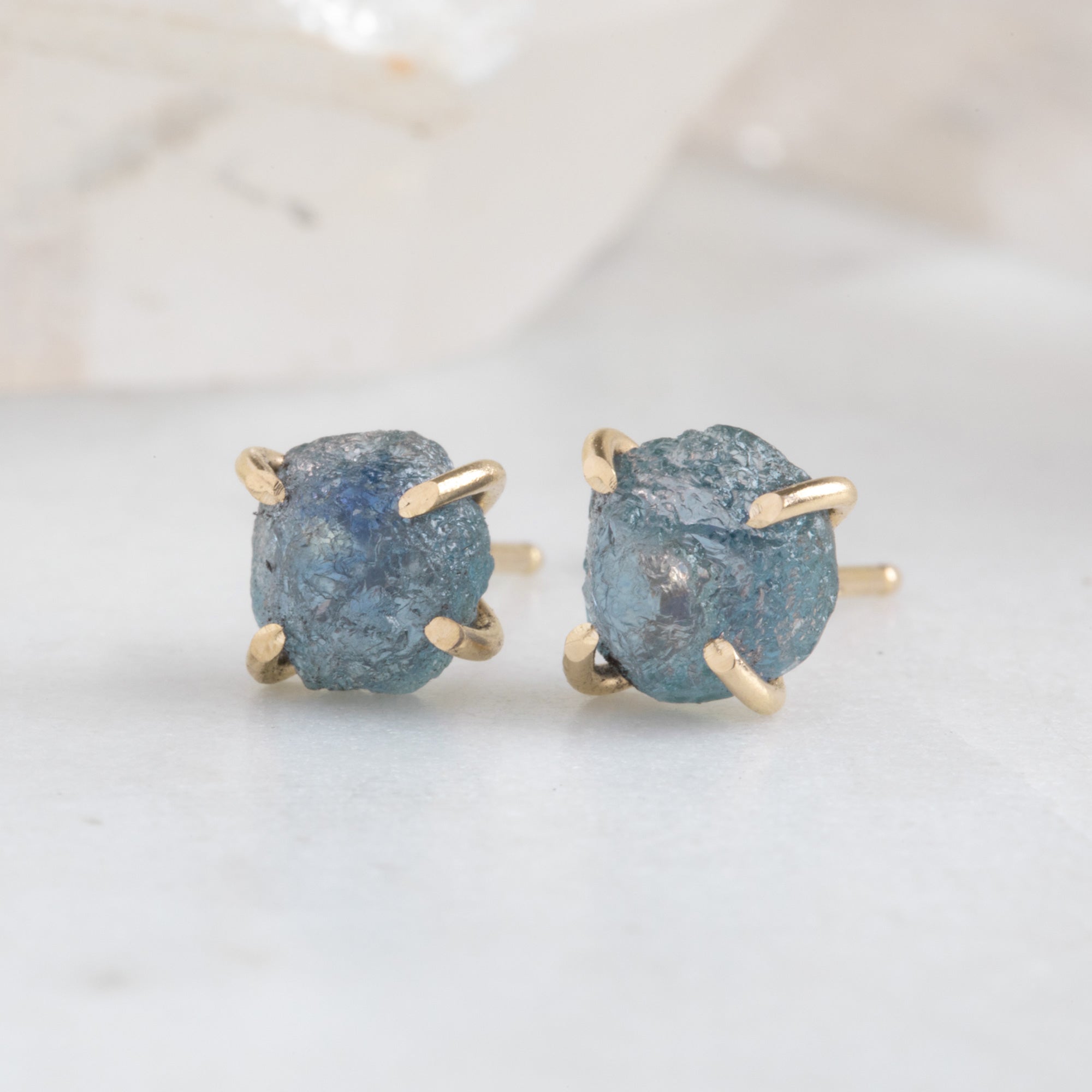 Alexis Russell Earrings The Raw Montana Sapphire Stud Earrings | Yellow, Rose or Sterling Silver