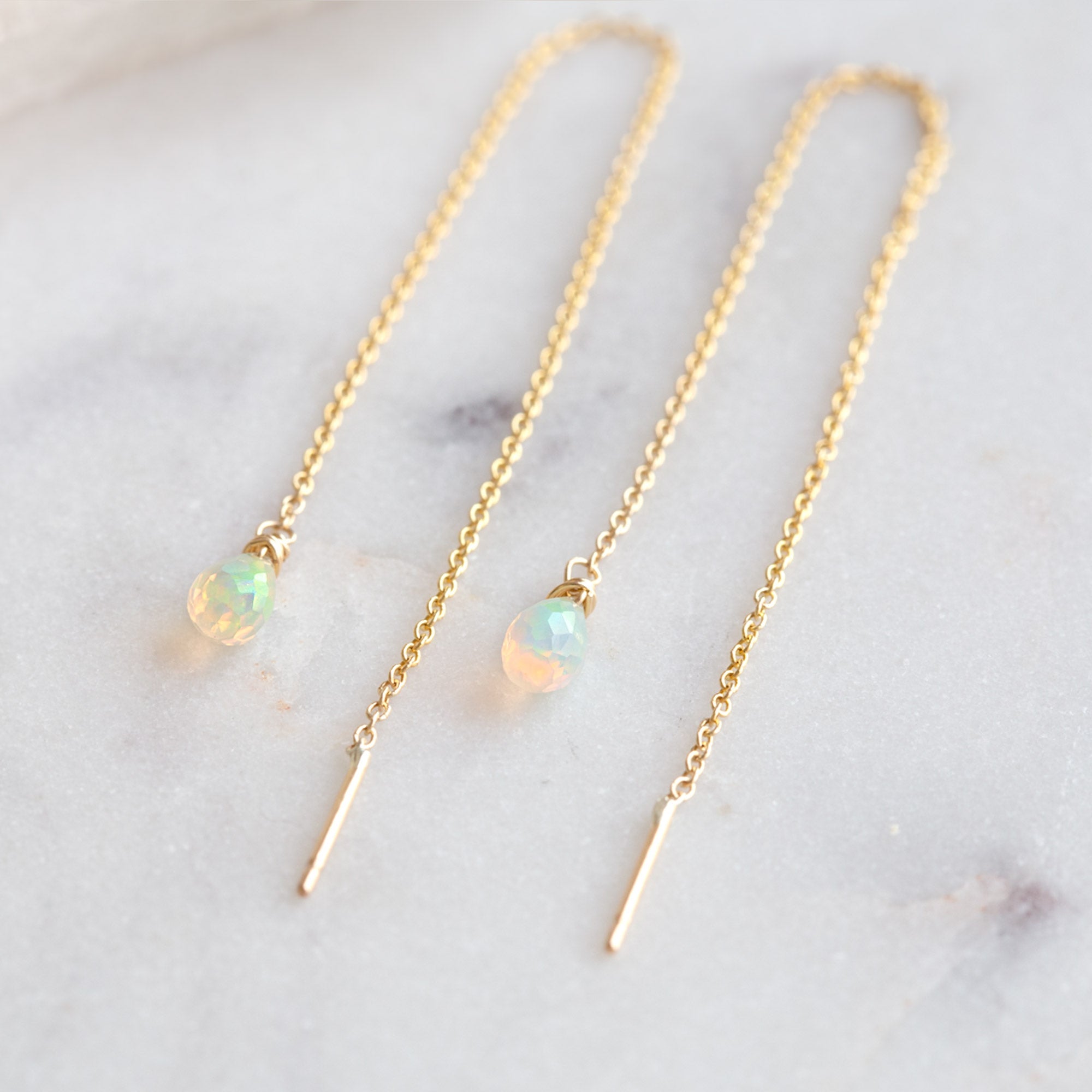 Alexis Russell Earrings The Opal Thread Earrings | Yellow Gold