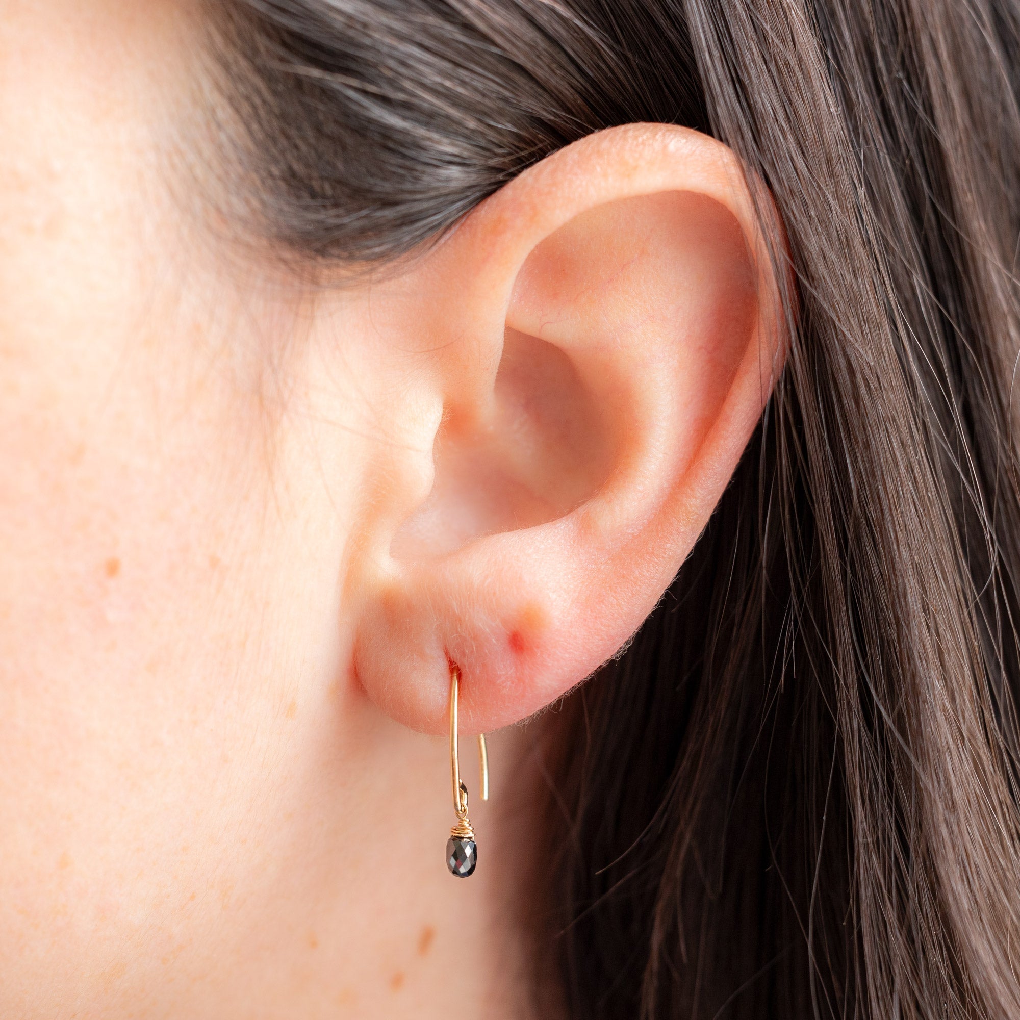 Alexis Russell Earrings The Simple Black Diamond Drop Earrings | Yellow Gold Filled