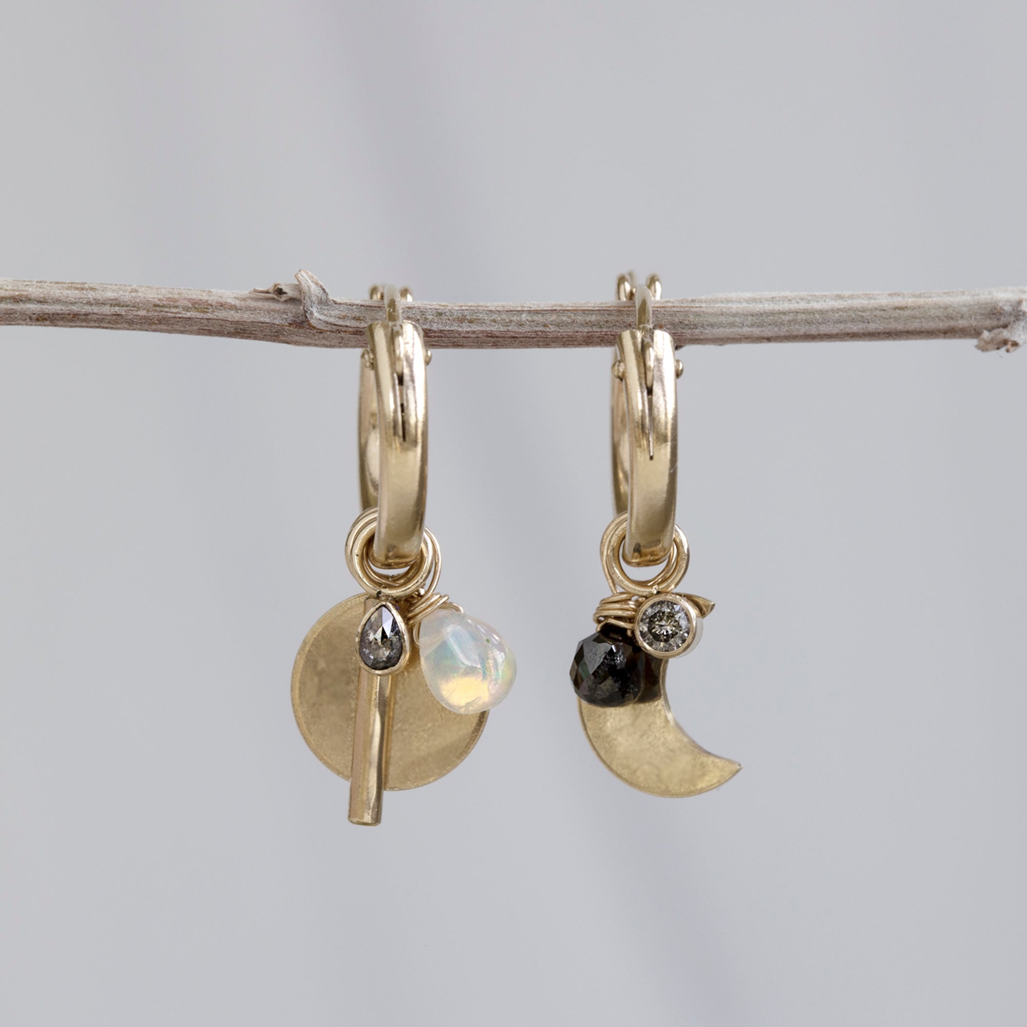 Alexis Russell Earrings Custom Charm Hoop Earrings | Yellow Gold Filled