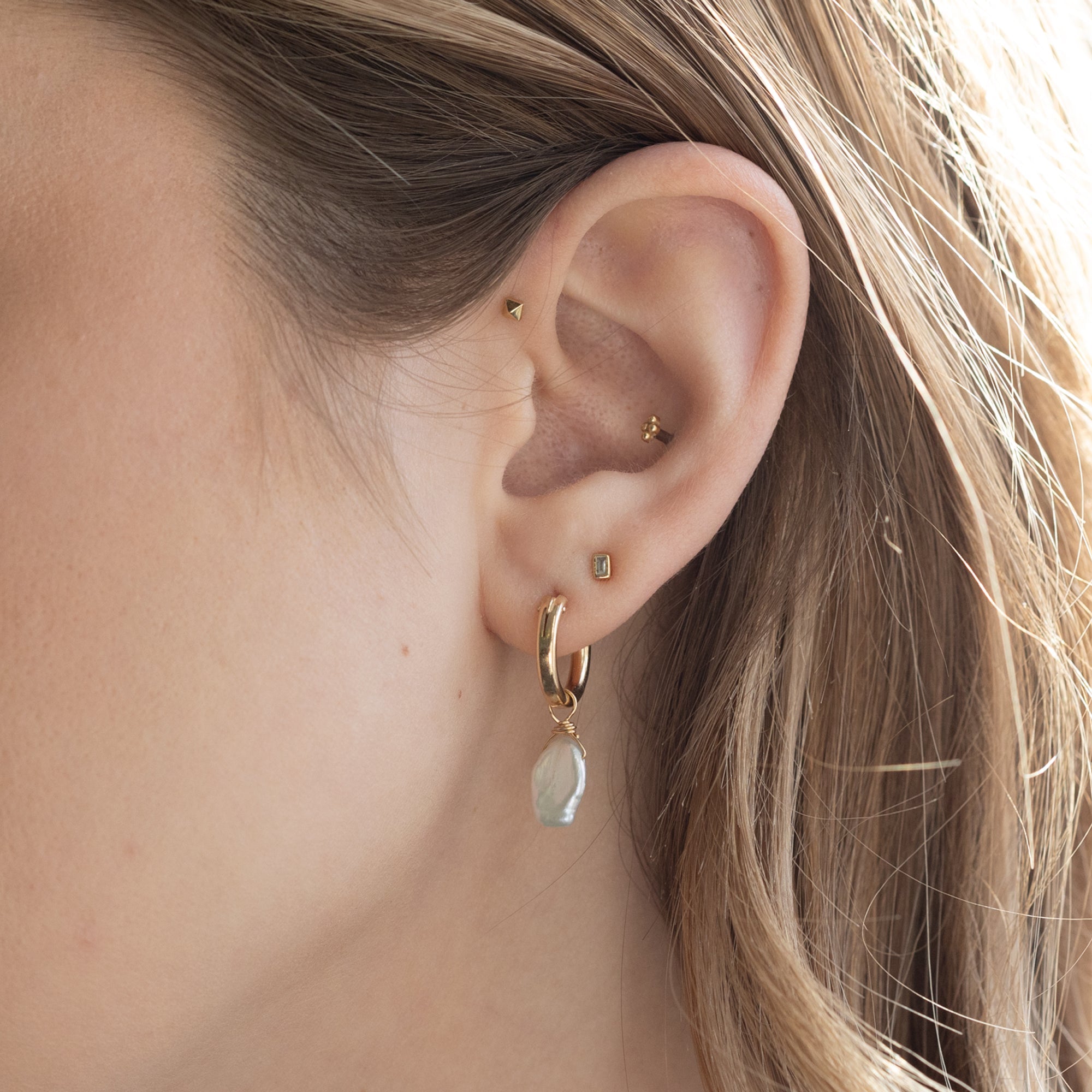 Alexis Russell Earrings The Keshi Pearl Hoop Earrings | Yellow, Rose or Sterling Silver