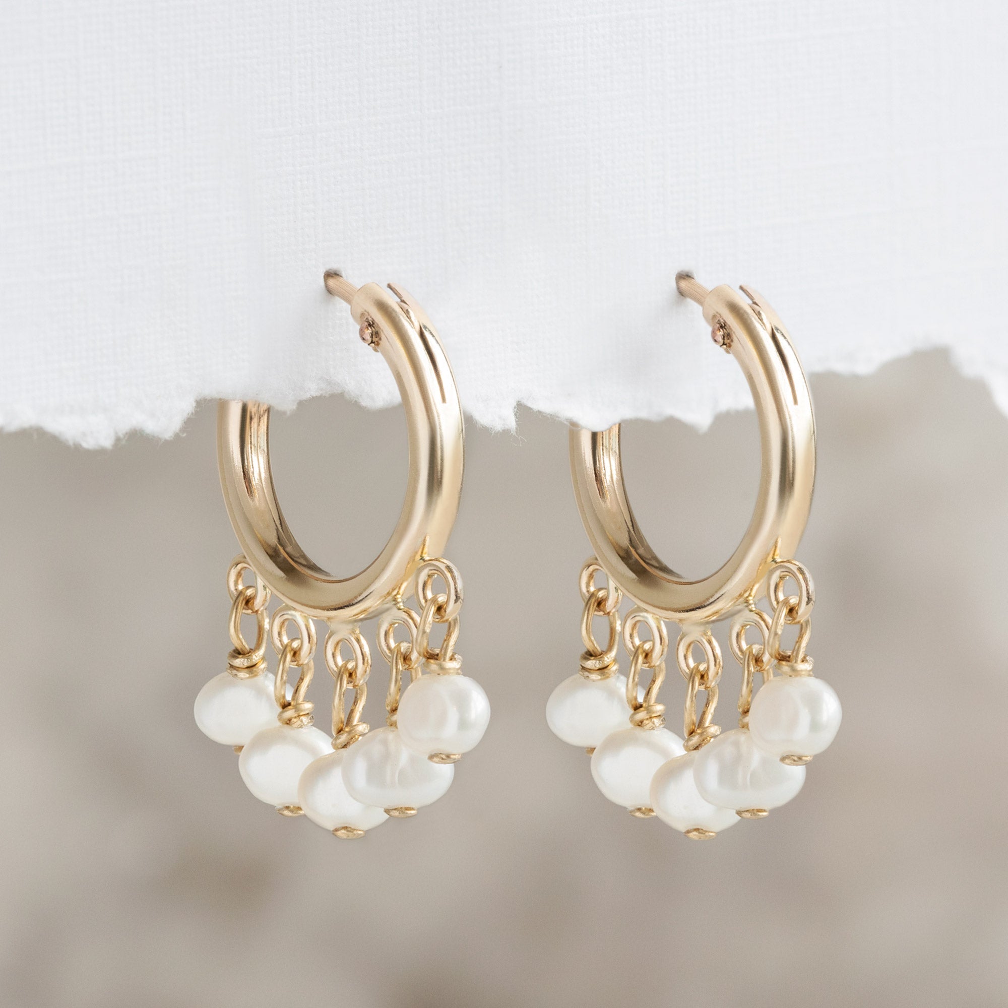 Alexis Russell Earrings The Pearl Party Hoop Earrings | Yellow Gold