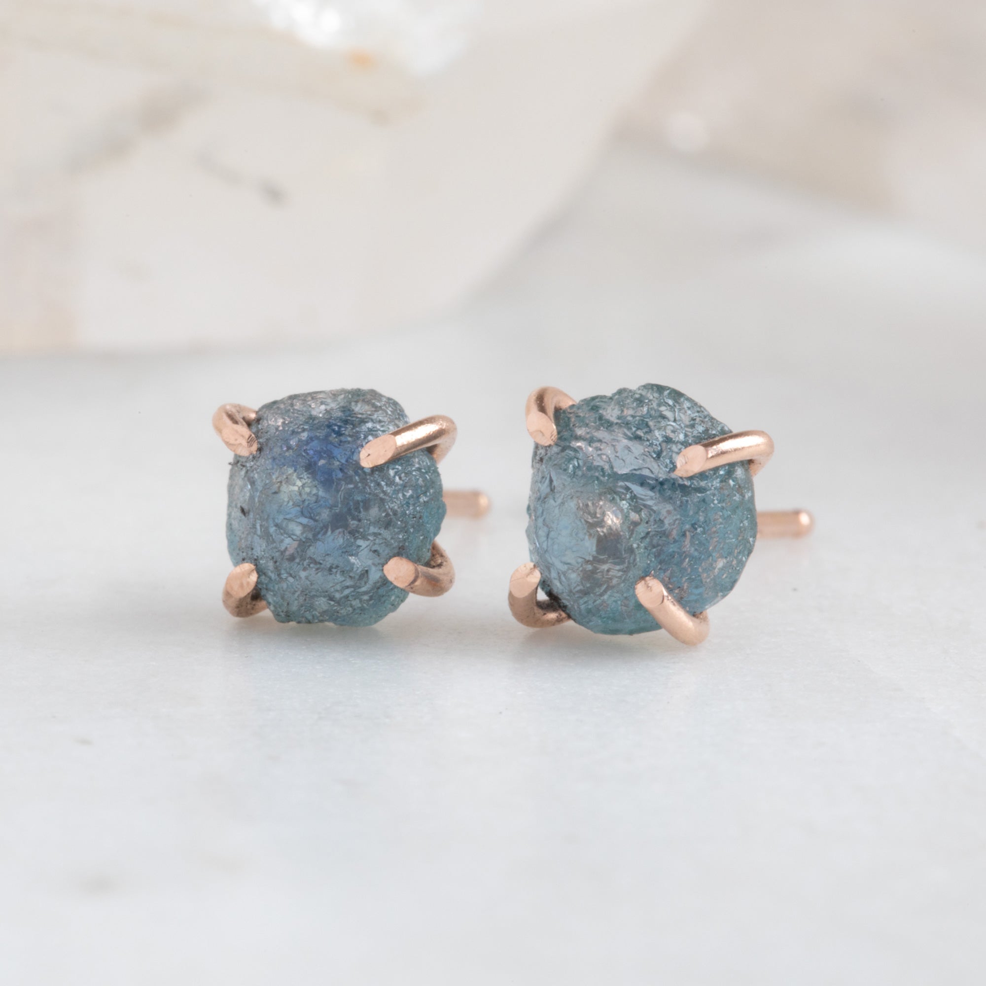 Alexis Russell Earrings The Raw Montana Sapphire Stud Earrings | Yellow, Rose or Sterling Silver