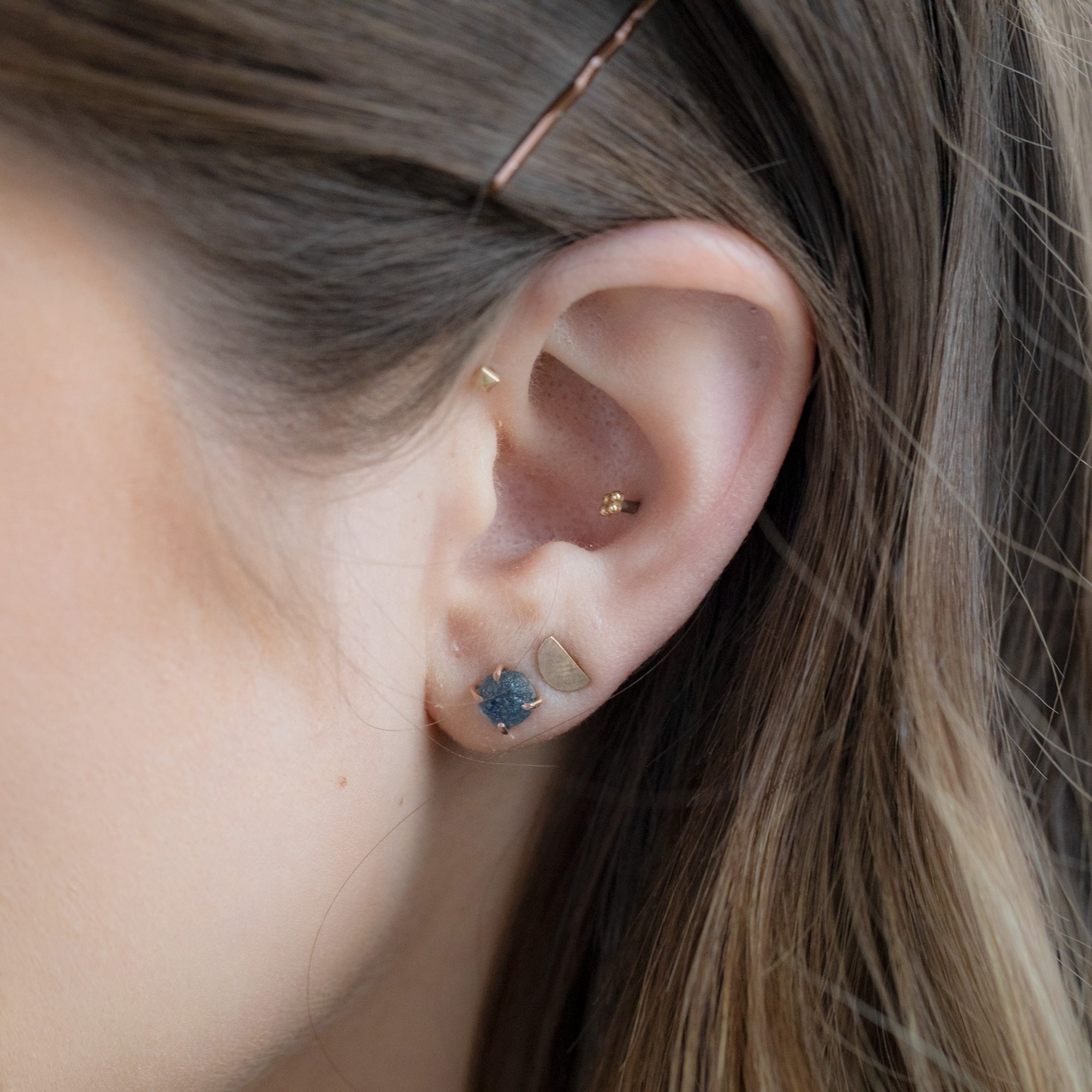 Alexis Russell Earrings The Raw Montana Sapphire Stud Earrings | Yellow, Rose or Sterling Silver