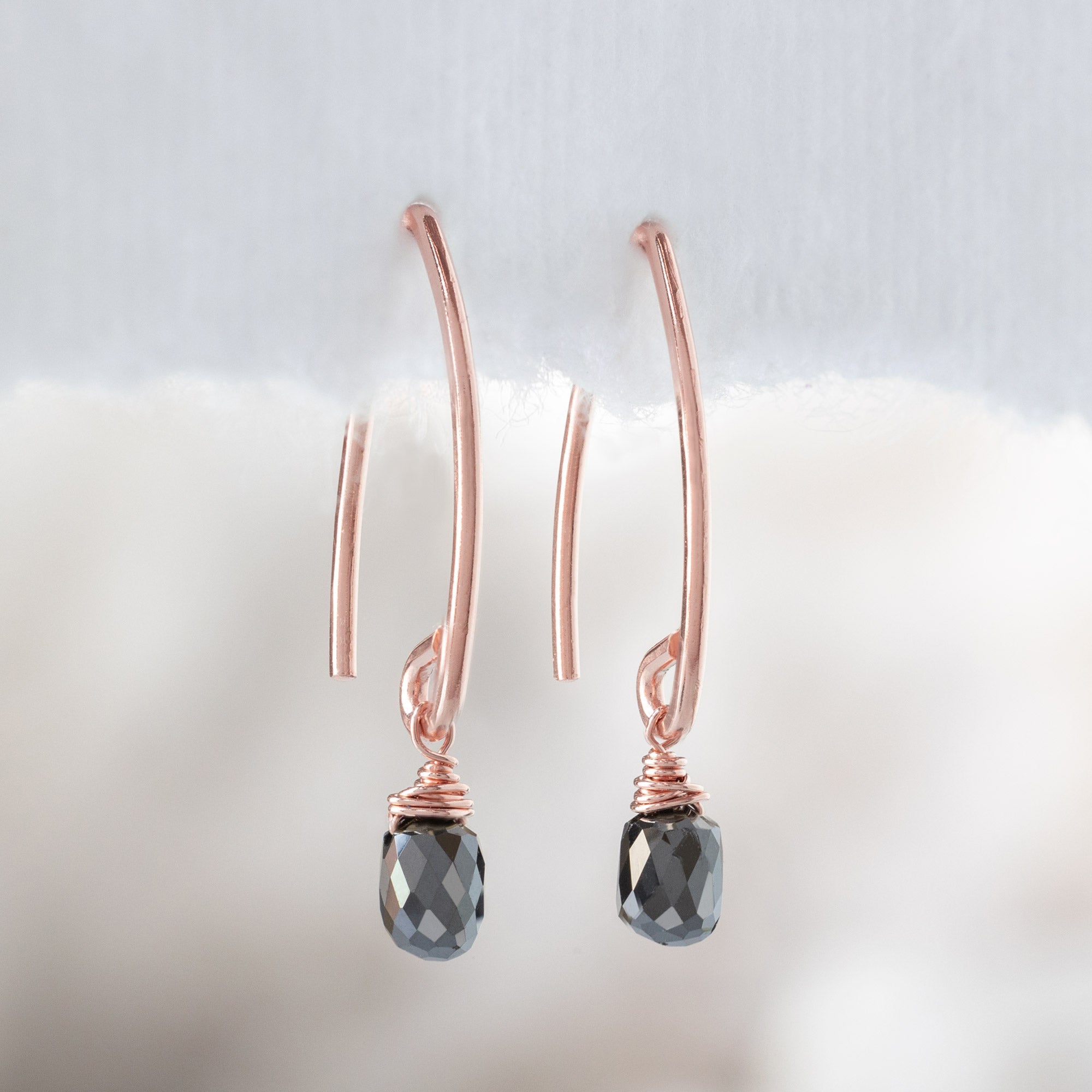 Alexis Russell Earrings The Simple Black Diamond Drop Earrings | Yellow, Rose or Sterling Silver