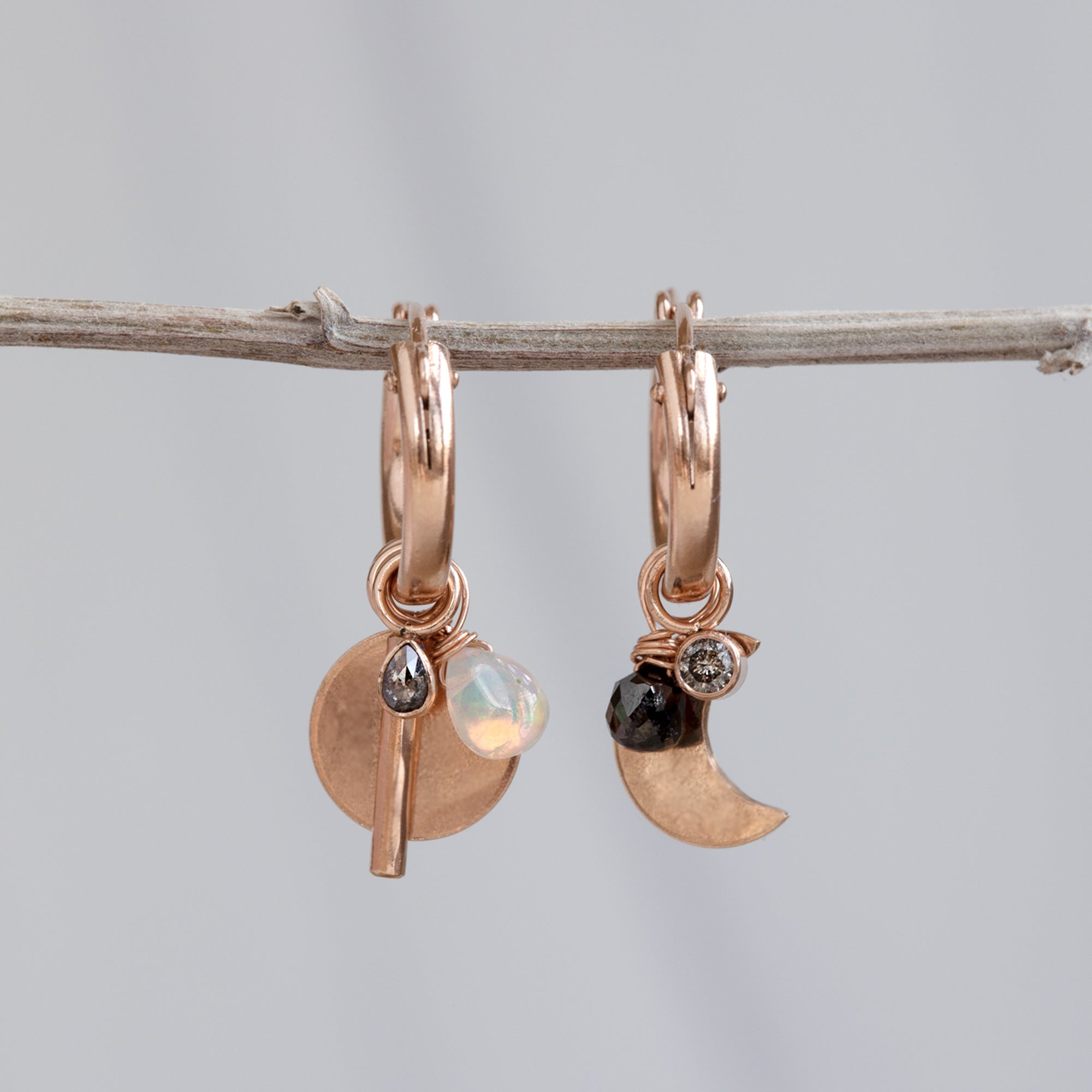Alexis Russell Earrings Custom Charm Hoop Earrings | Rose Gold Filled