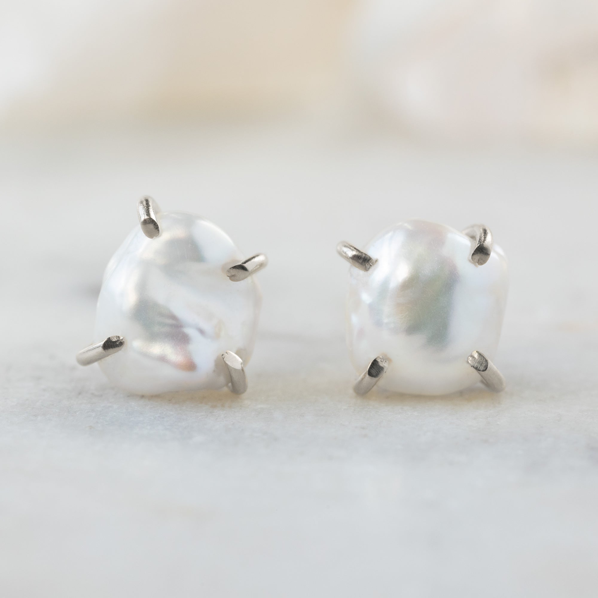 Alexis Russell Earrings The Keshi Pearl Stud Earrings | Sterling Silver