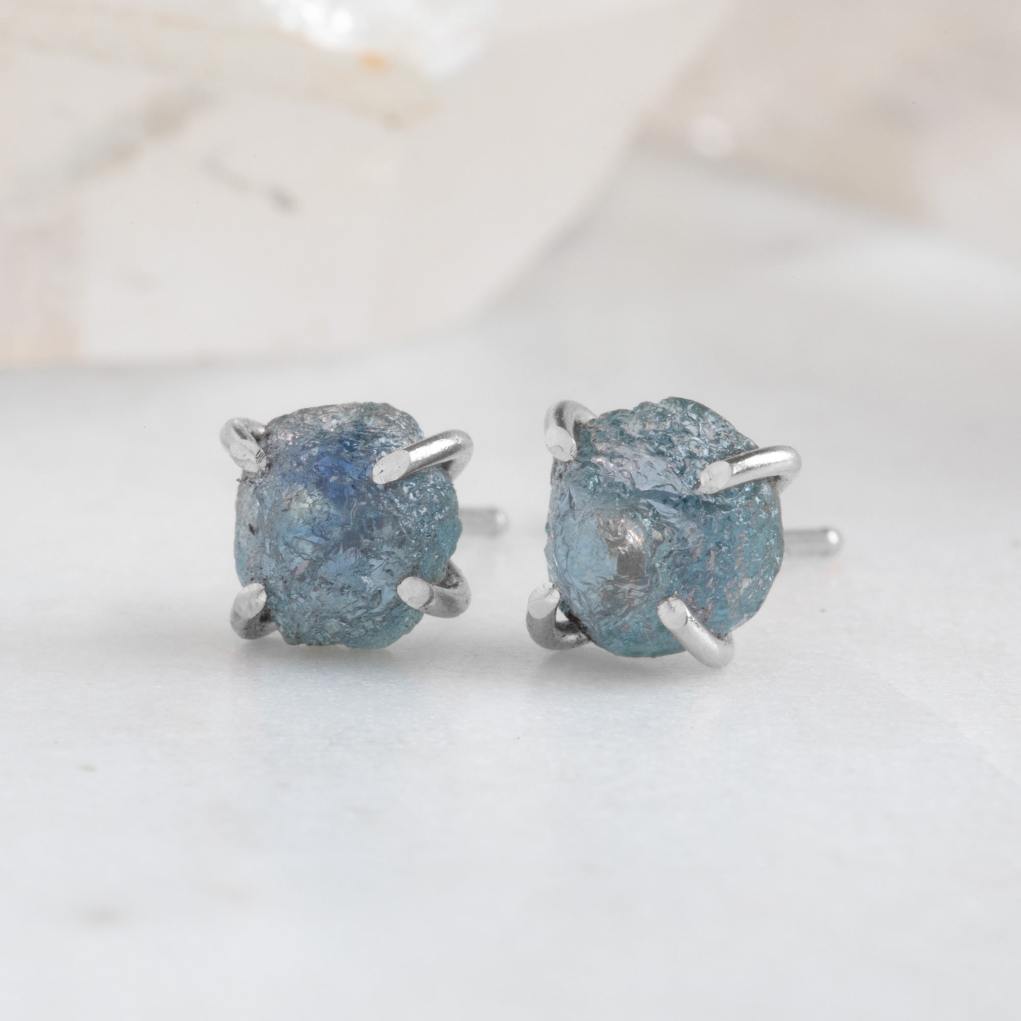 Alexis Russell Earrings The Raw Montana Sapphire Stud Earrings | Sterling Silver