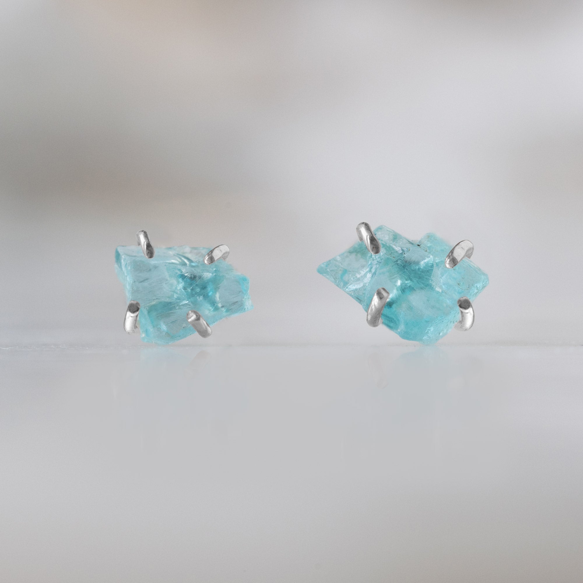 Alexis Russell Earrings The Raw Aquamarine Stud Earrings | Yellow, Rose or Sterling Silver