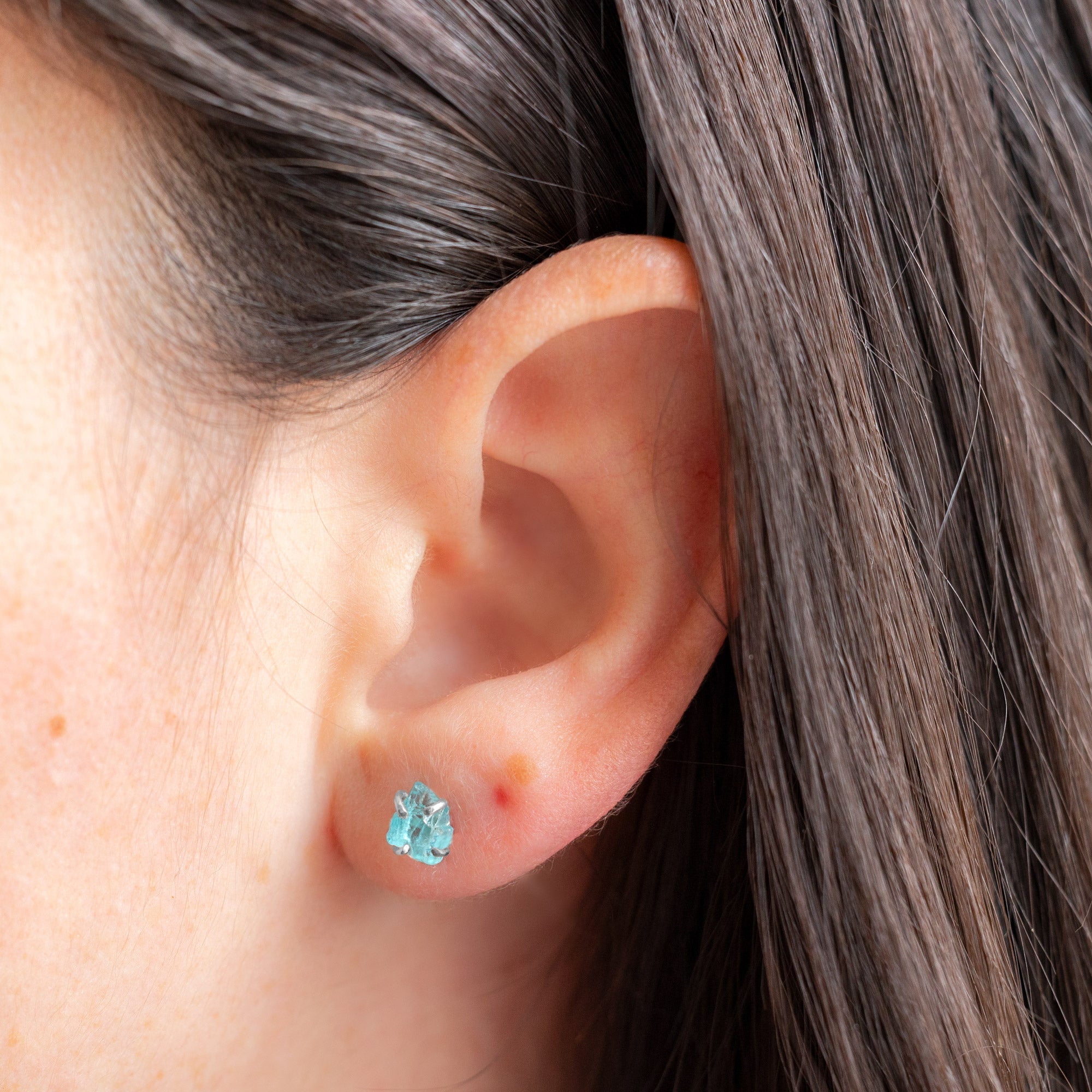 Alexis Russell Earrings The Raw Aquamarine Stud Earrings | Yellow, Rose or Sterling Silver