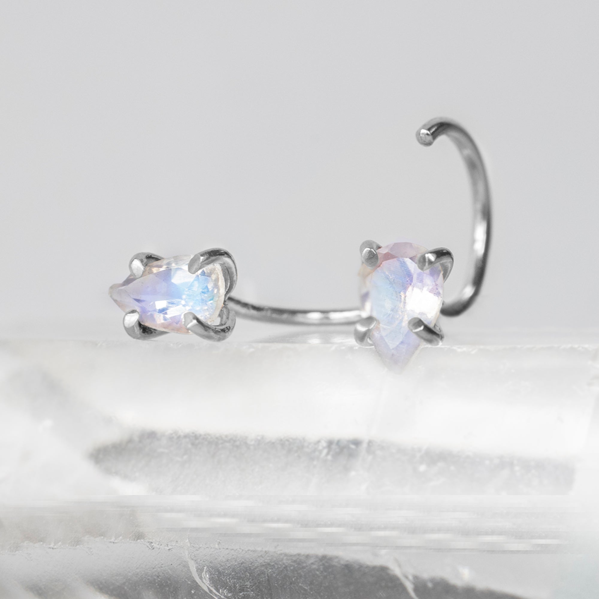 Alexis Russell Earrings The Rainbow Moonstone Huggie Stud Earrings | Yellow, Rose or Sterling Silver