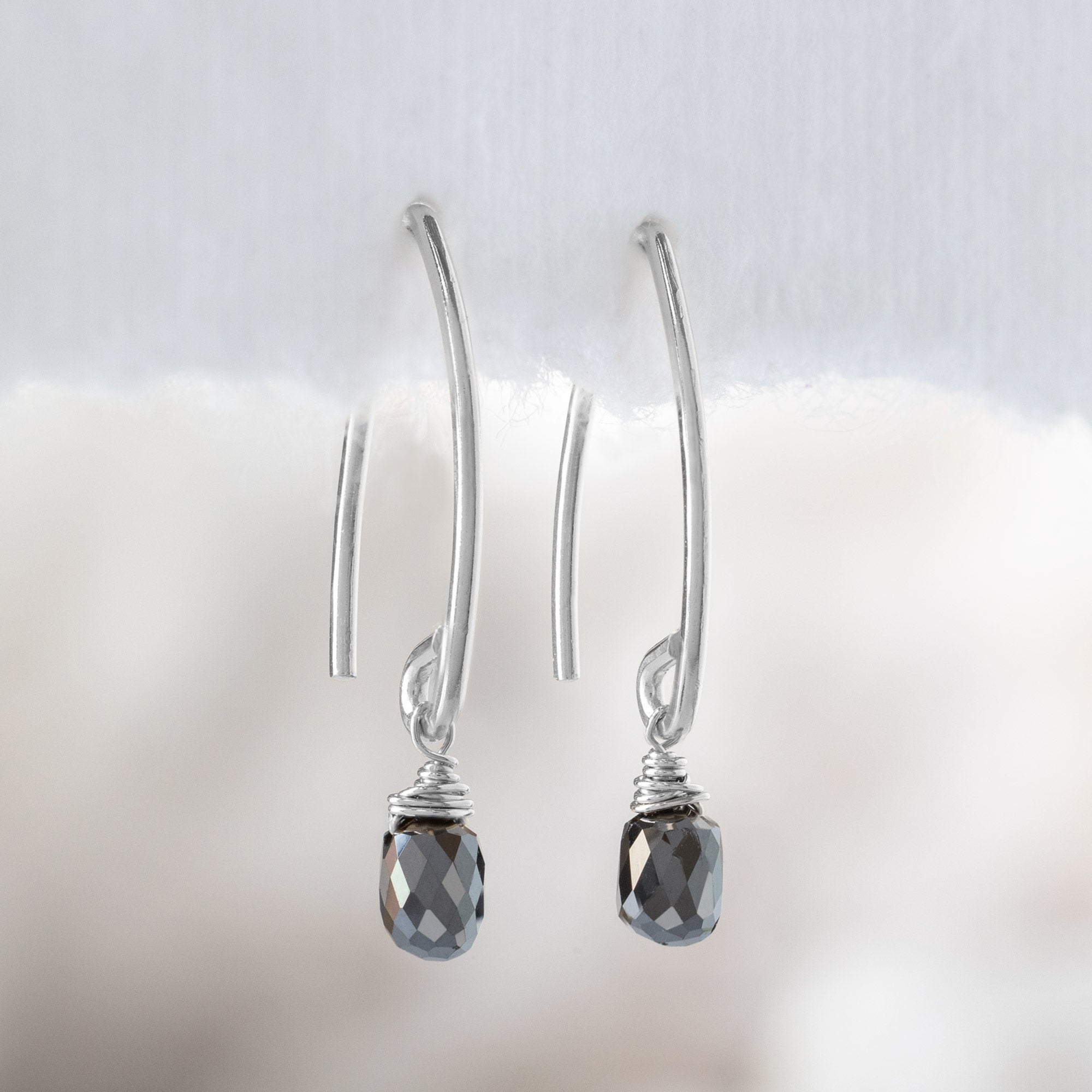 Alexis Russell Earrings The Simple Black Diamond Drop Earrings | Sterling Silver