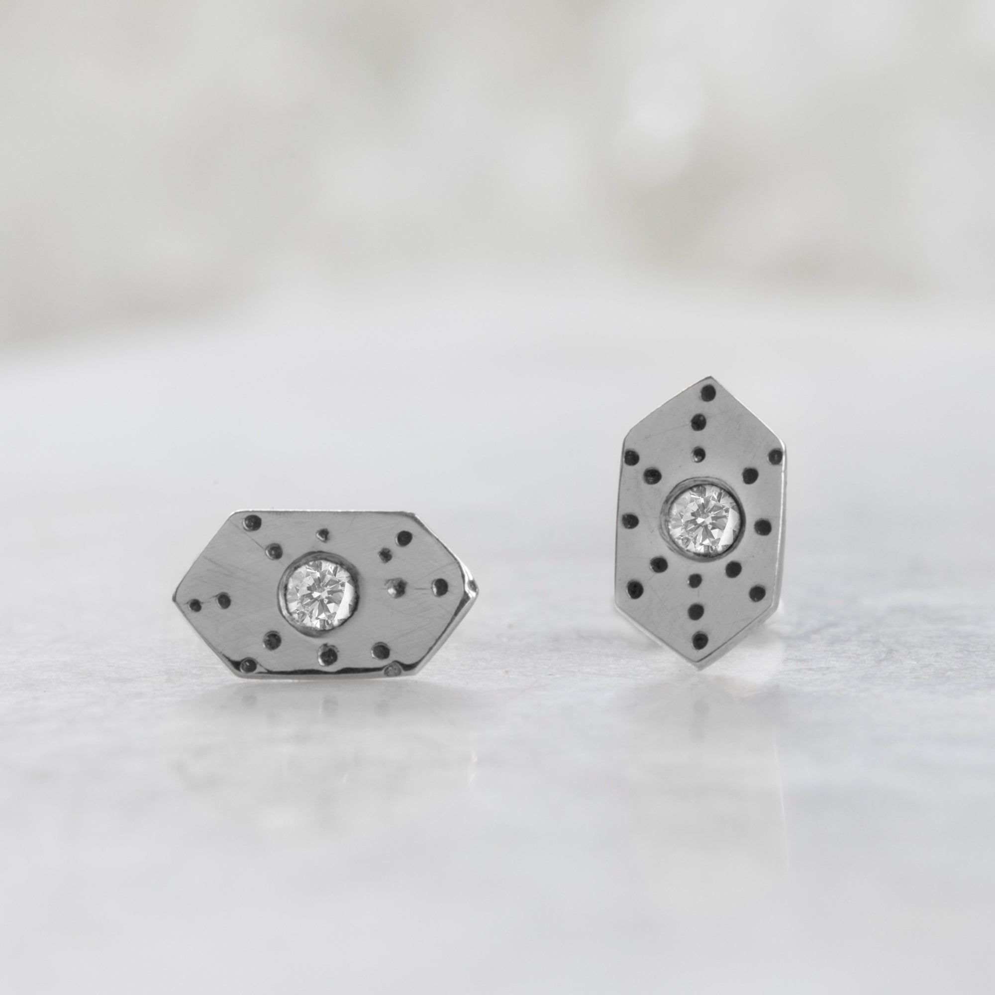 Alexis Russell Earrings The Hexagon White Diamond Stardust Stud Earrings | Sterling Silver