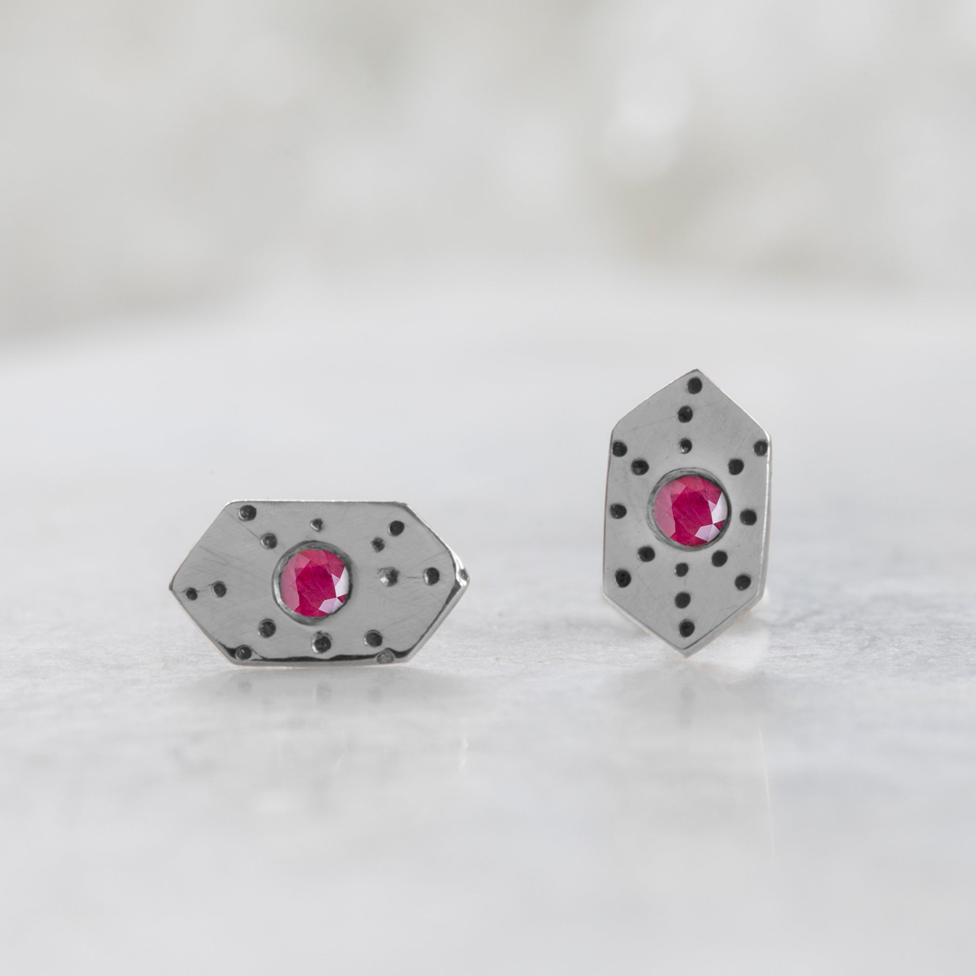 Alexis Russell Earrings The Hexagon Ruby Stardust Stud Earrings | Sterling Silver