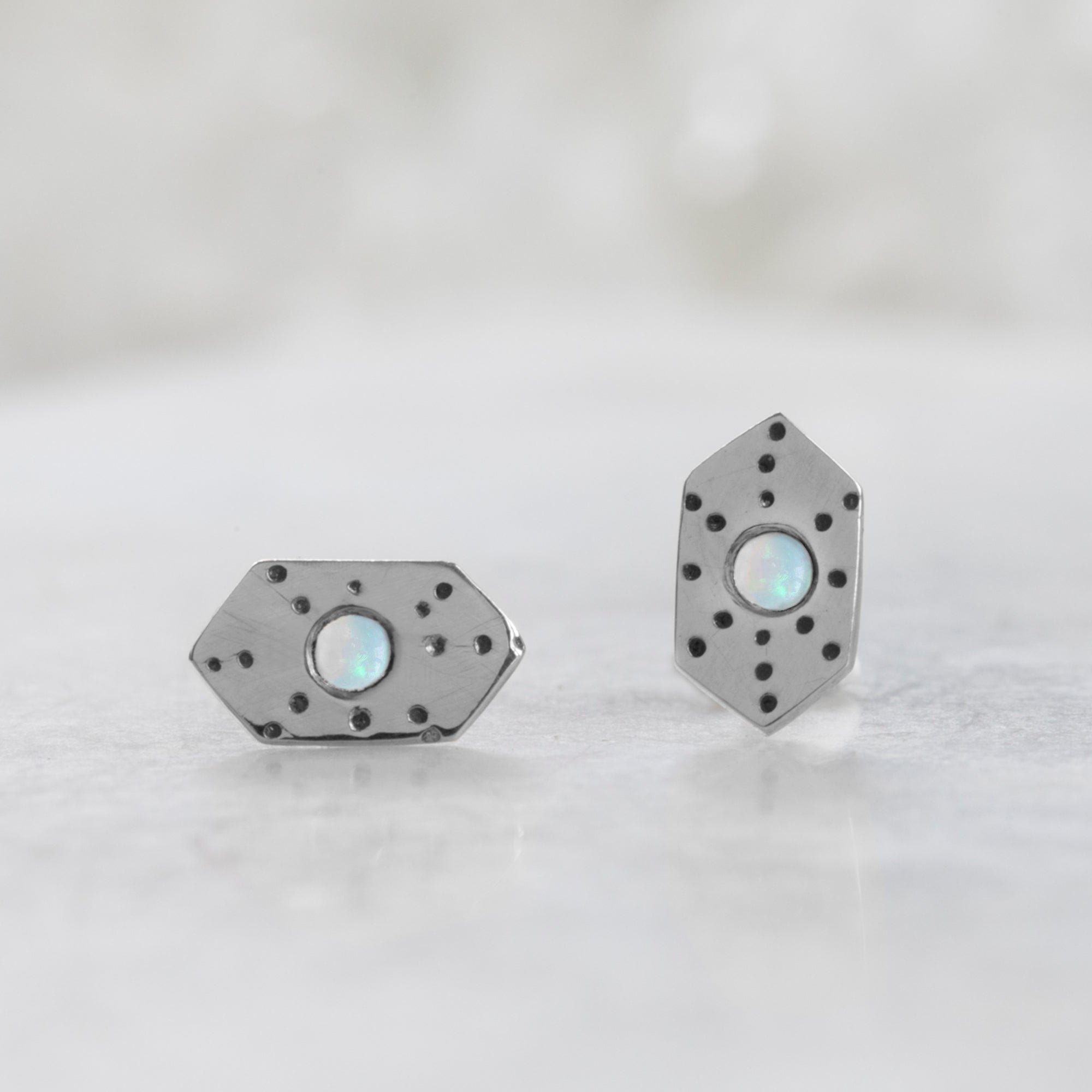 Alexis Russell Earrings The Hexagon Opal Stardust Stud Earrings | Sterling Silver
