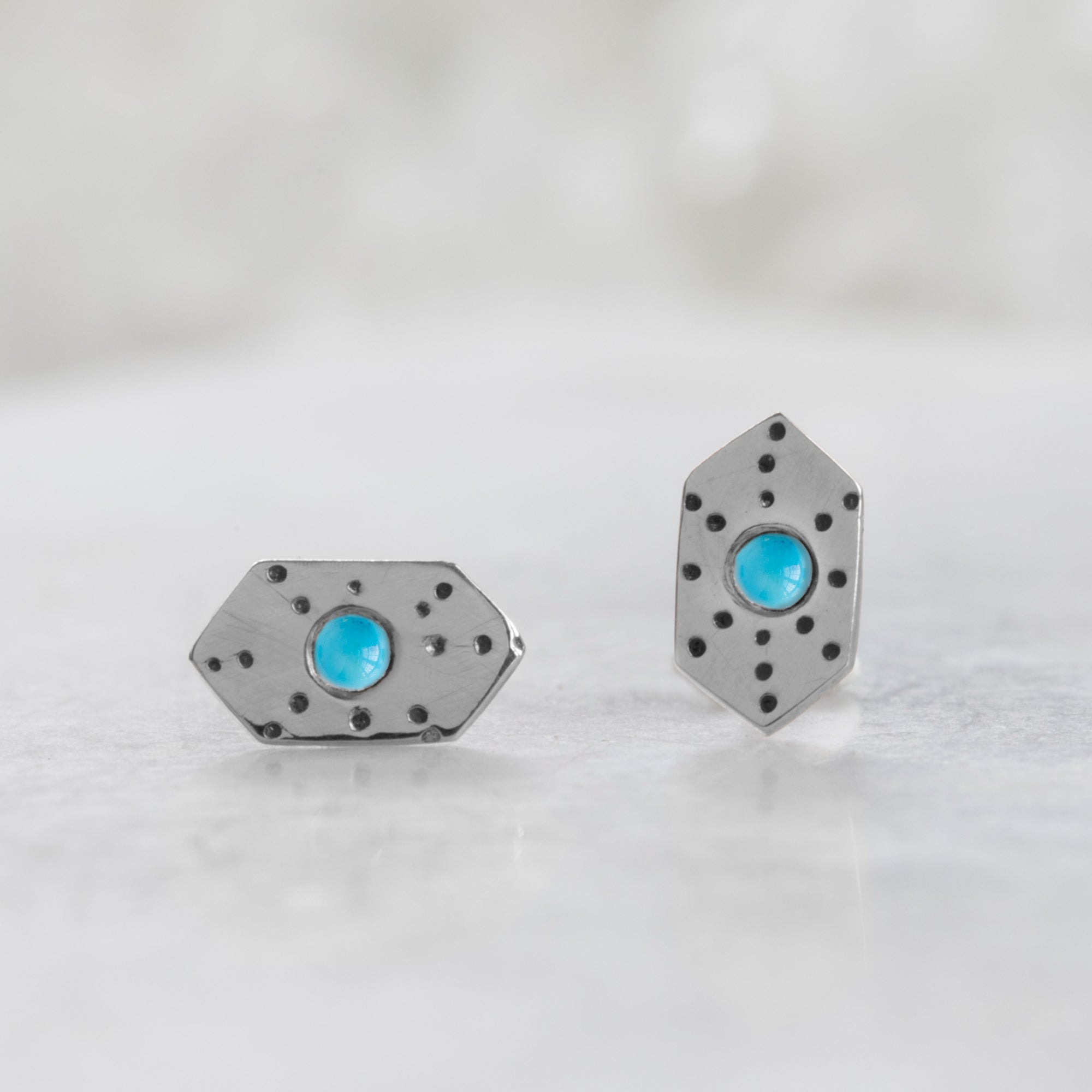 Alexis Russell Earrings The Hexagon Turquoise Stardust Stud Earrings | Sterling Silver