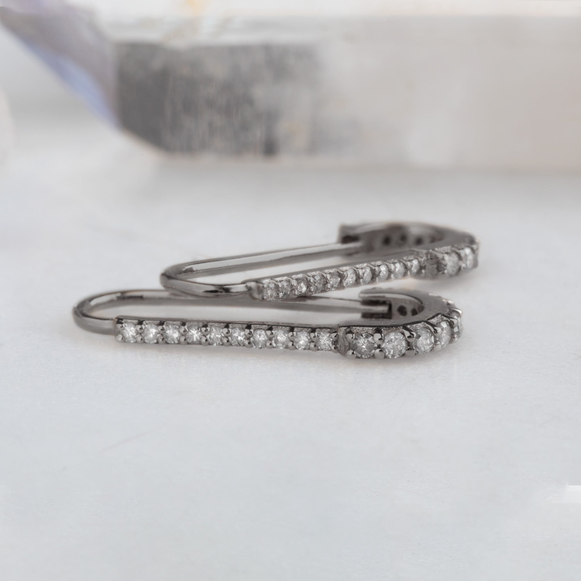 Alexis Russell Earrings The White Diamond Pavé Pin Oxidized Earrings | Sterling Silver