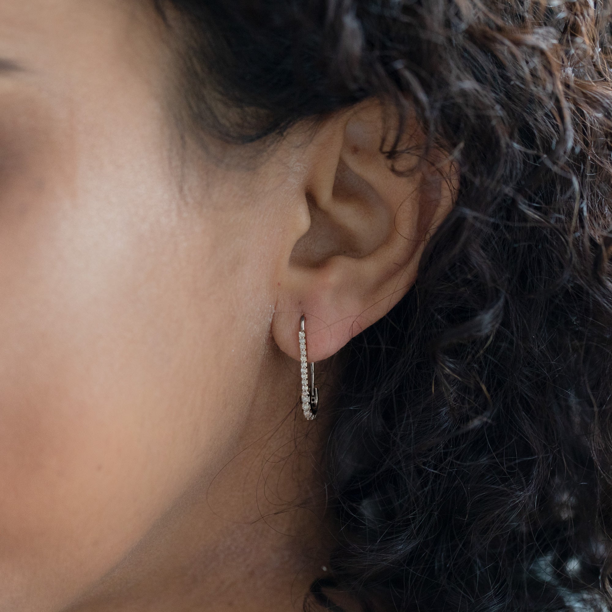Alexis Russell Earrings The White Diamond Pavé Pin Oxidized Earrings | Sterling Silver
