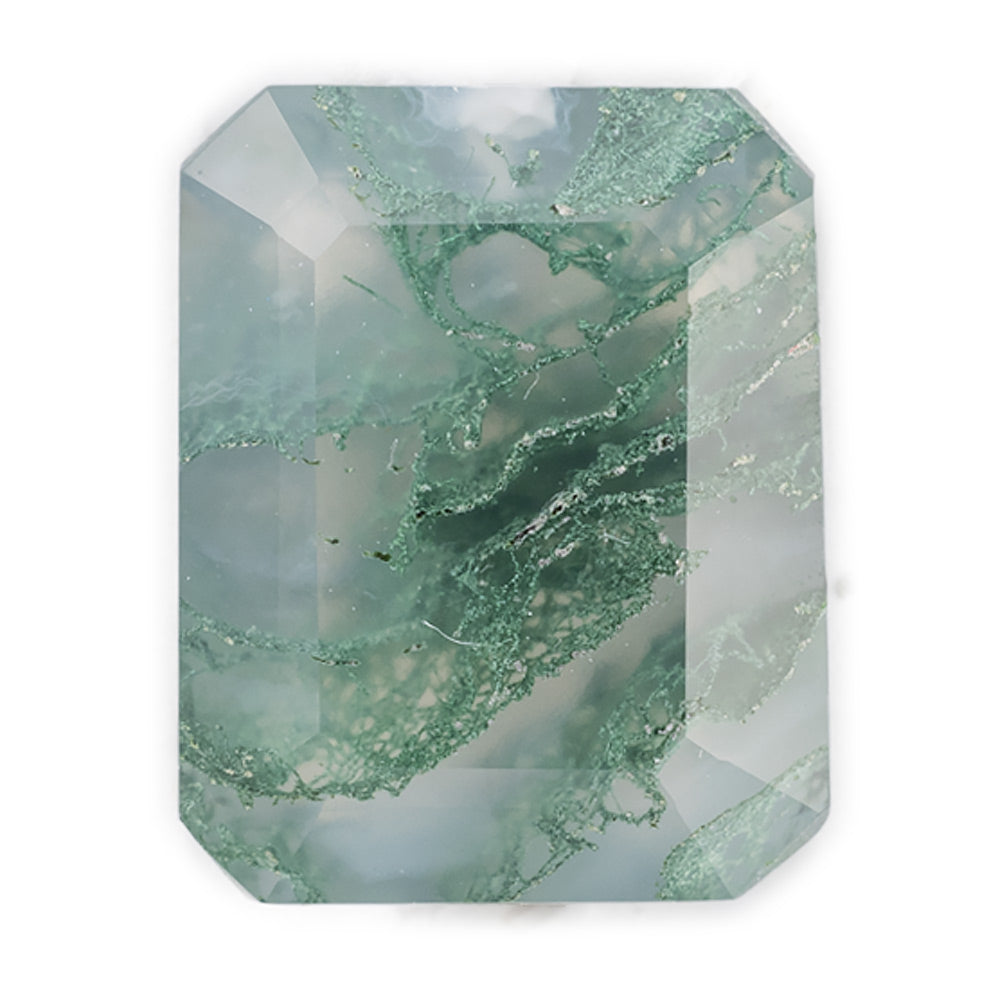 Alexis Russell Loose Stones - Engagement Moss Agate - Emerald Cut