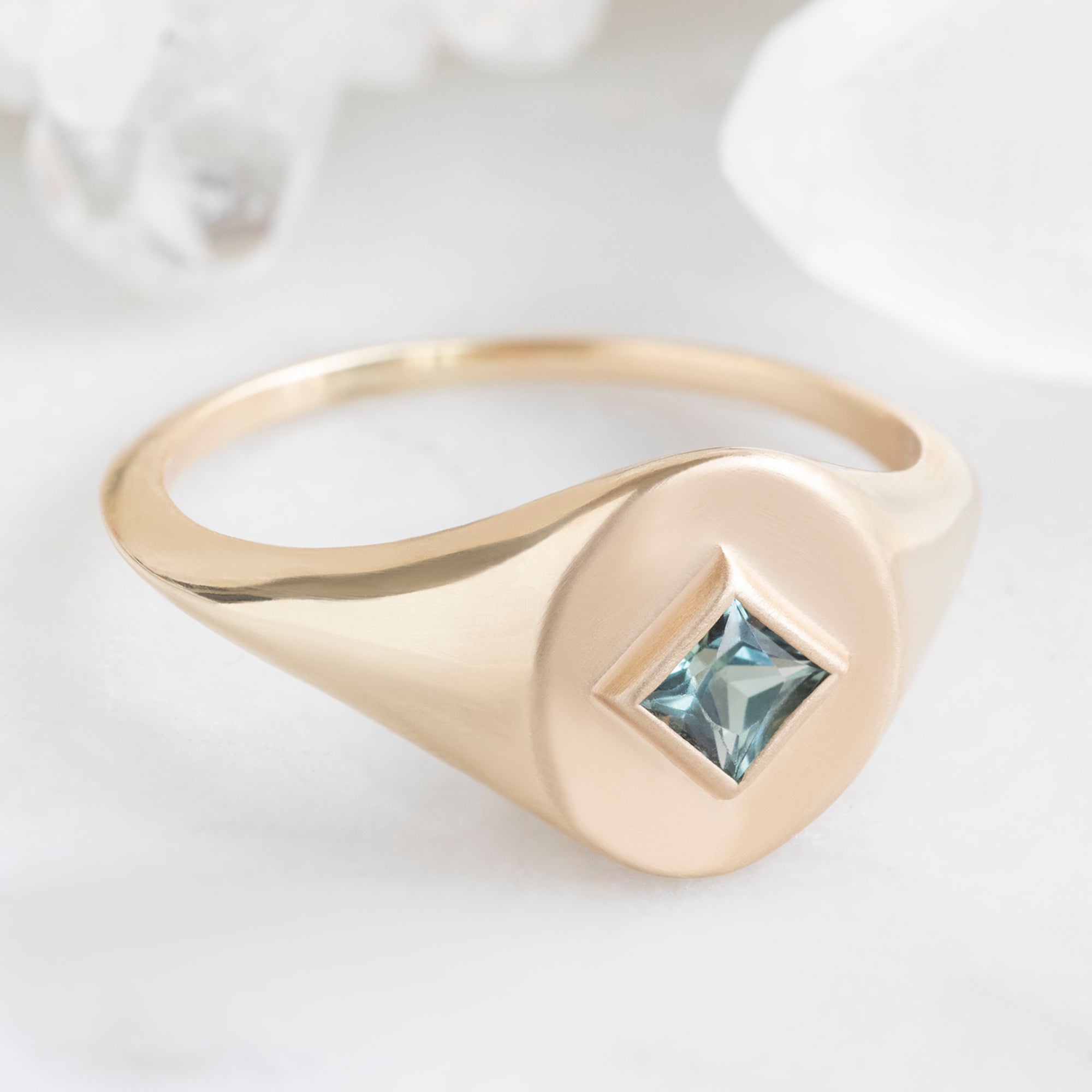 Alexis Russell Engagement Rings The Signet Ring | 0.25ct Kite Montana Sapphire in 10K Yellow Gold