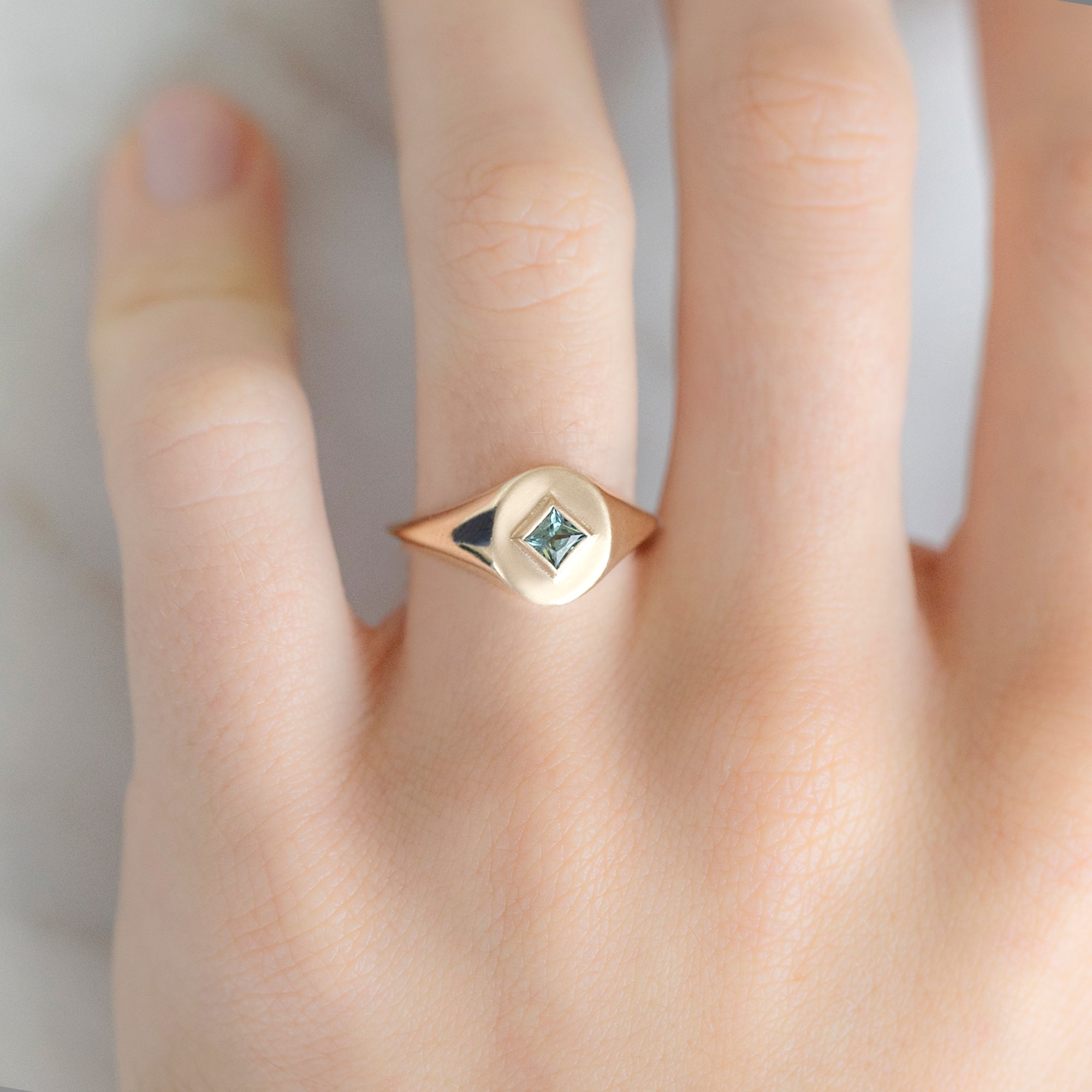 Alexis Russell Engagement Rings The Signet Ring | 0.25ct Kite Montana Sapphire in 10K Yellow Gold