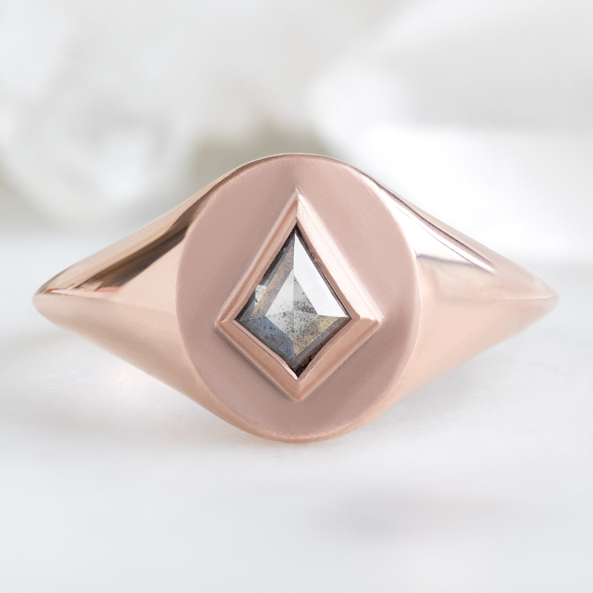 Alexis Russell Engagement Rings The Signet Ring | 0.38ct Kite Salt and Pepper Diamond in 14K Rose Gold