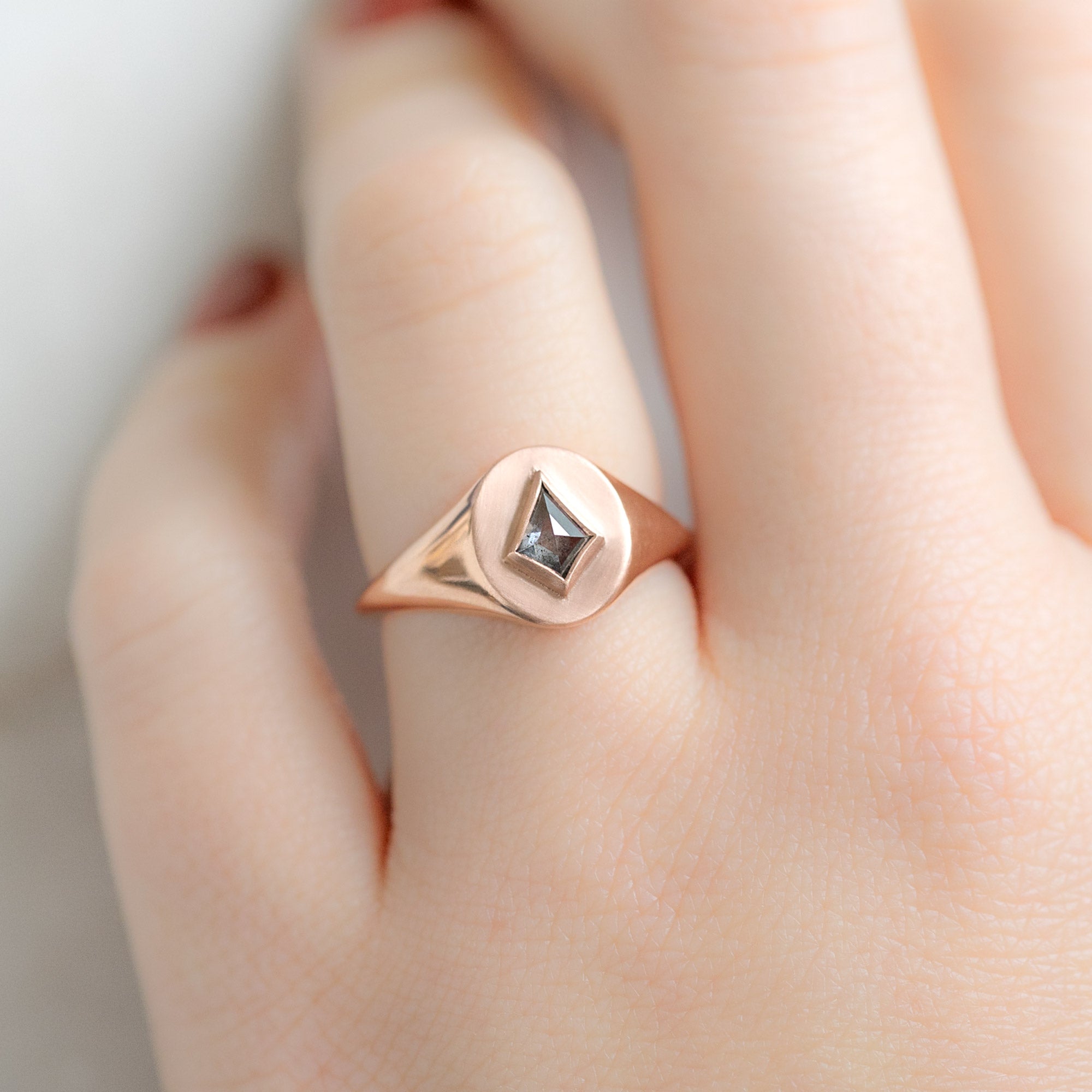 Alexis Russell Engagement Rings The Signet Ring | 0.38ct Kite Salt and Pepper Diamond in 14K Rose Gold