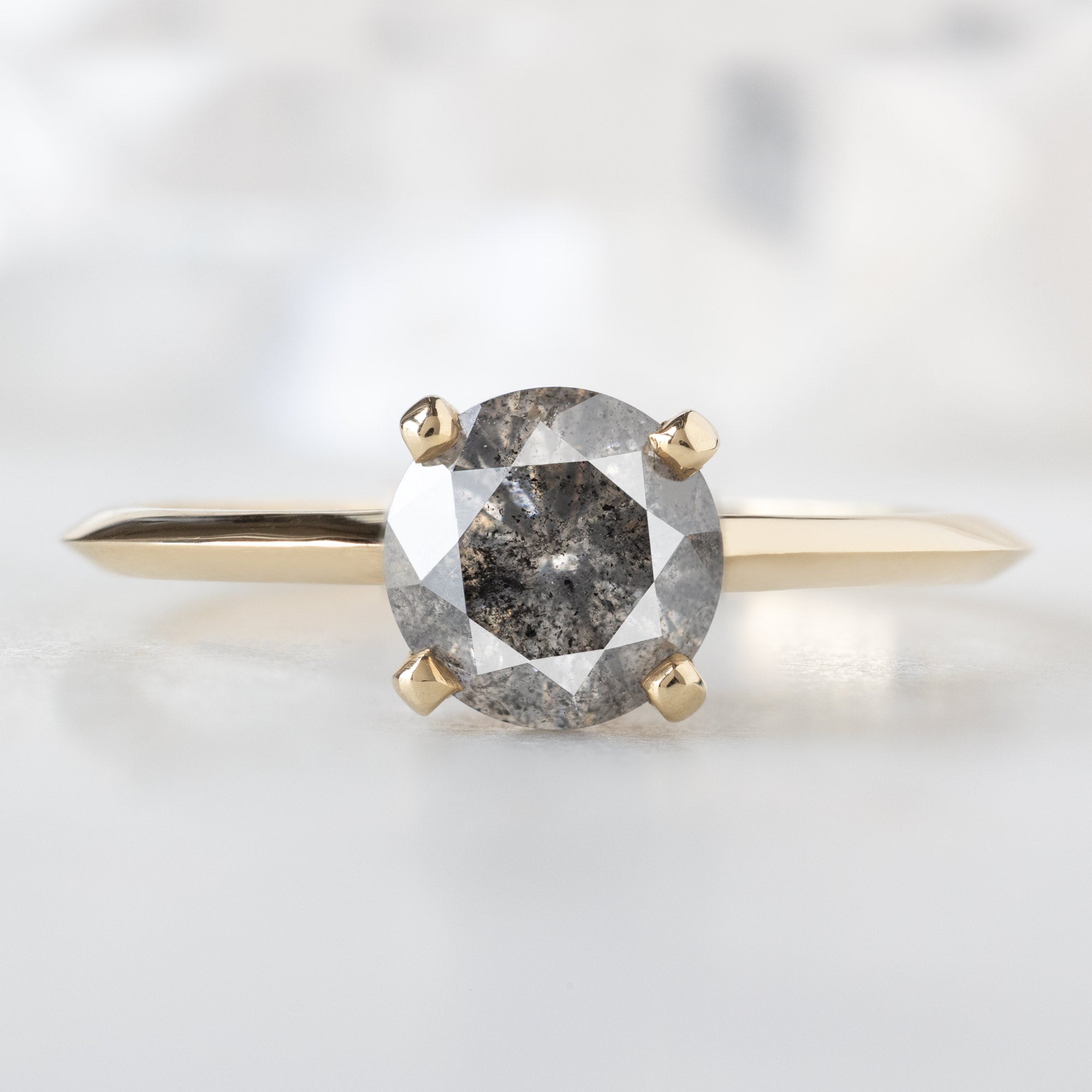 Alexis Russell Engagement Rings The Bryn Ring | with a 1.05ct Round Salt and Pepper Diamond in 14K Yellow Gold