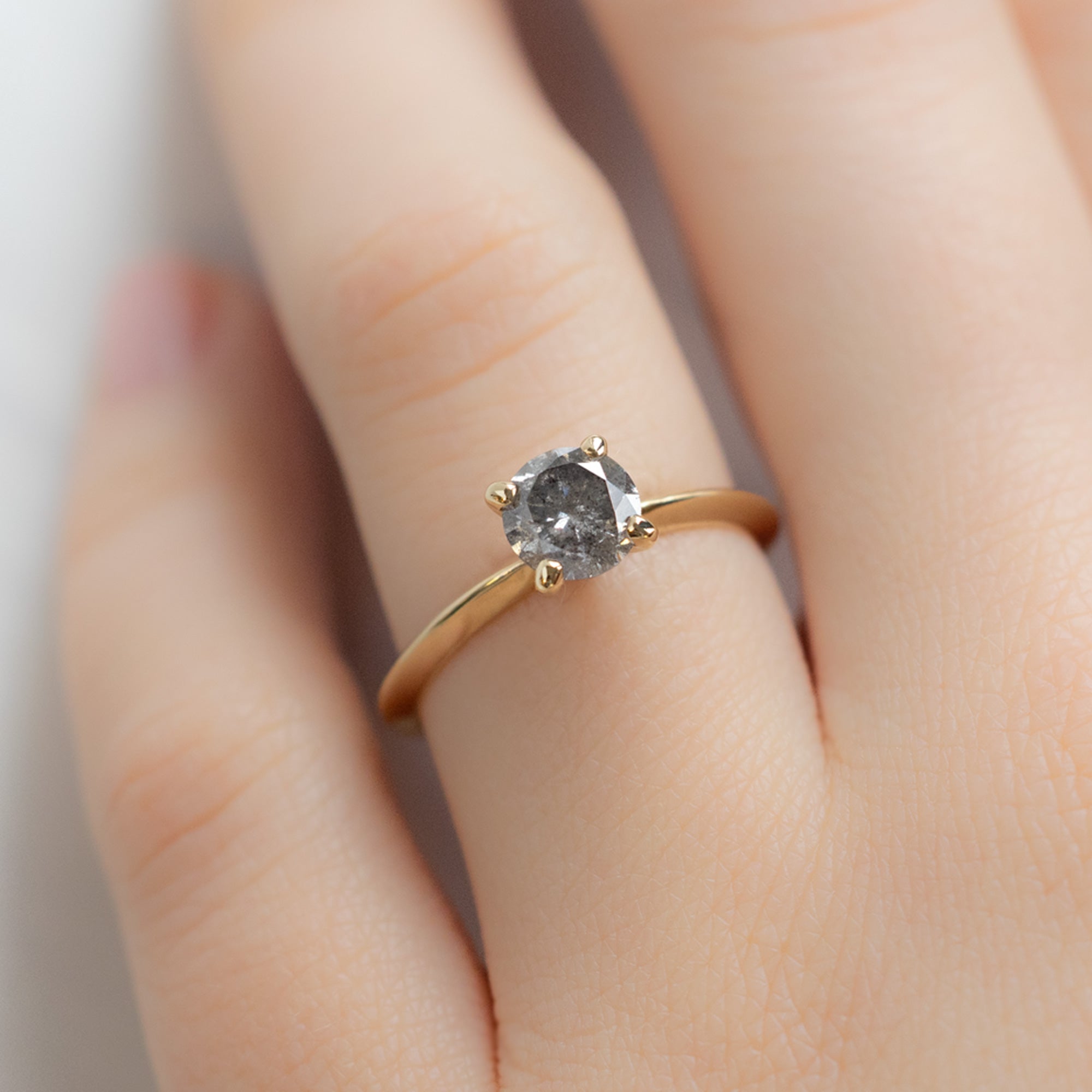 Alexis Russell Engagement Rings The Bryn Ring | 1.05ct Round Salt and Pepper Diamond in 14K Yellow Gold