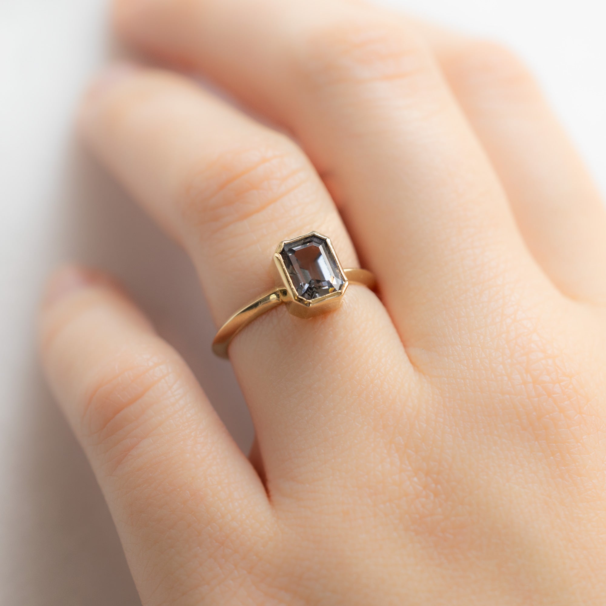 Alexis Russell Engagement Rings The Hazel Ring | 1.72ct Emerald Cut Spinel in 14K Yellow Gold