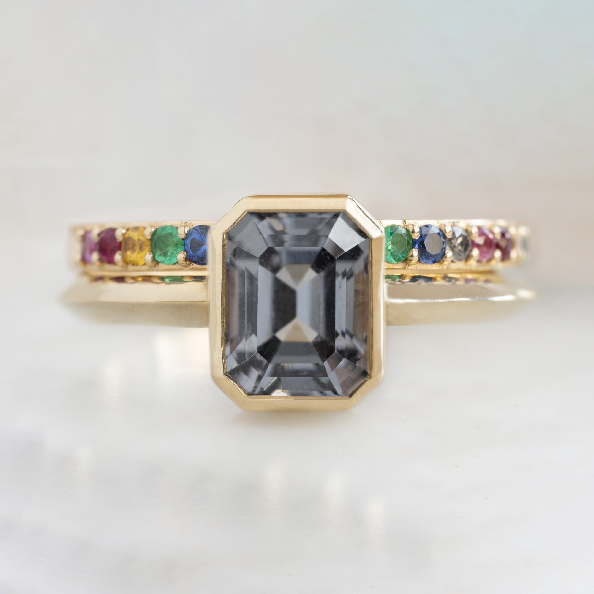 Alexis Russell Engagement Rings The Hazel Ring | 1.72ct Emerald Cut Spinel in 14K Yellow Gold